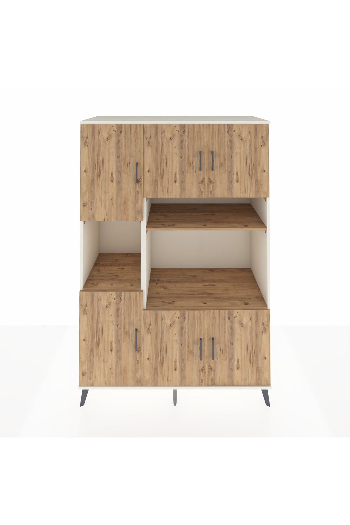 Kronos Dolap 9 Raflı 6 Kapaklı 132x59x195 Aytaşı-Çam/Çam