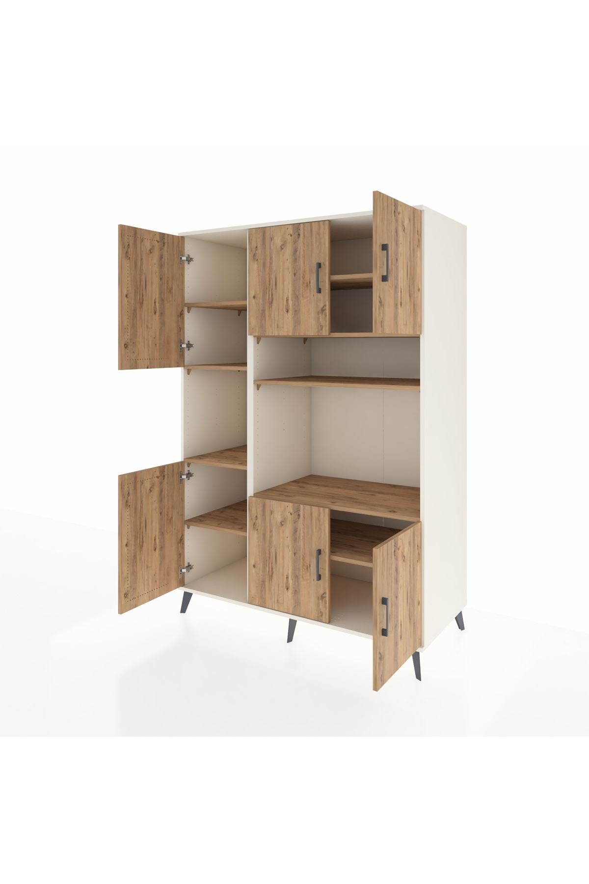 Kronos Dolap 9 Raflı 6 Kapaklı 132x59x195 Aytaşı-Çam/Çam