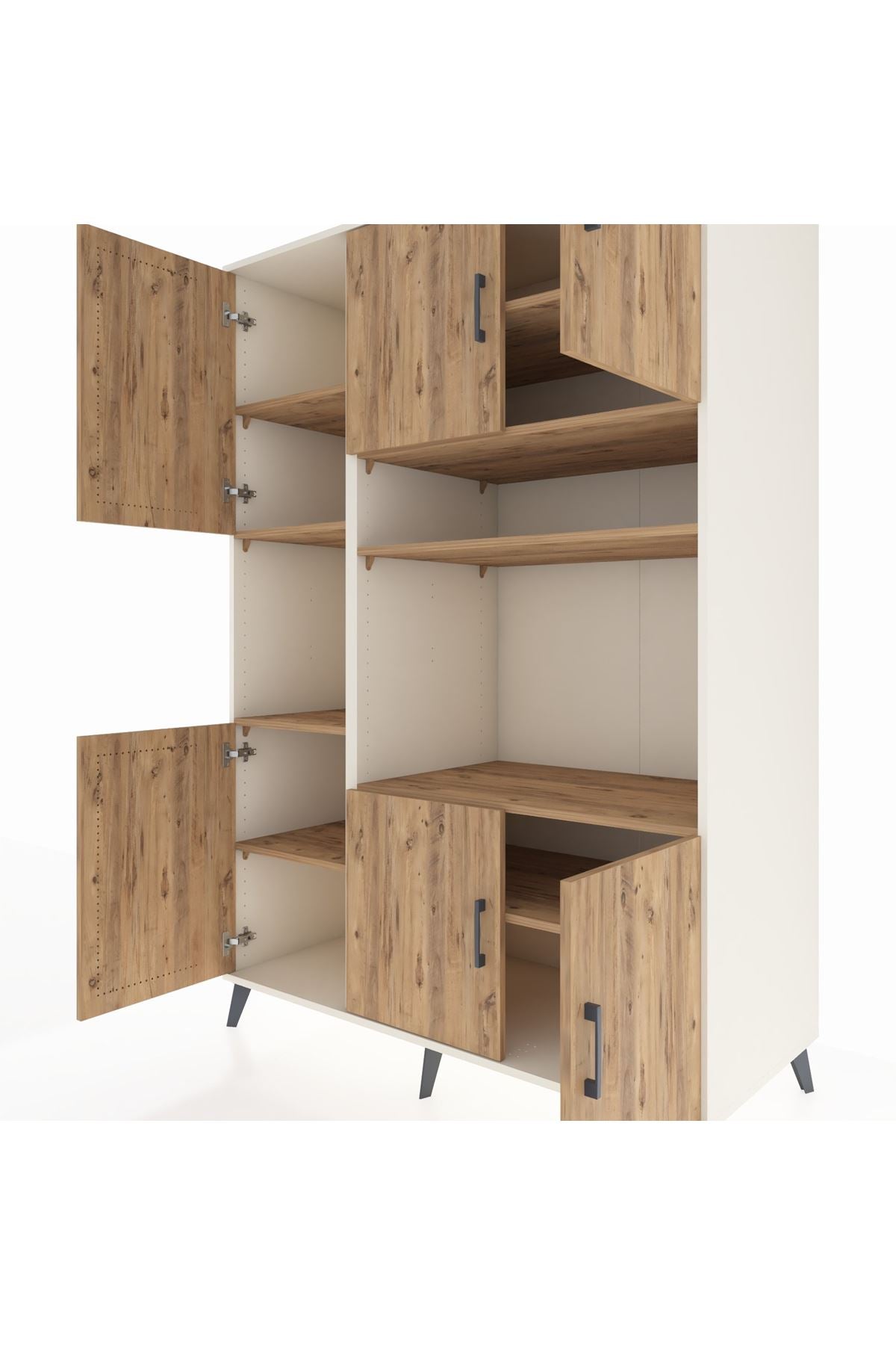 Kronos Dolap 9 Raflı 6 Kapaklı 132x59x195 Aytaşı-Çam/Çam