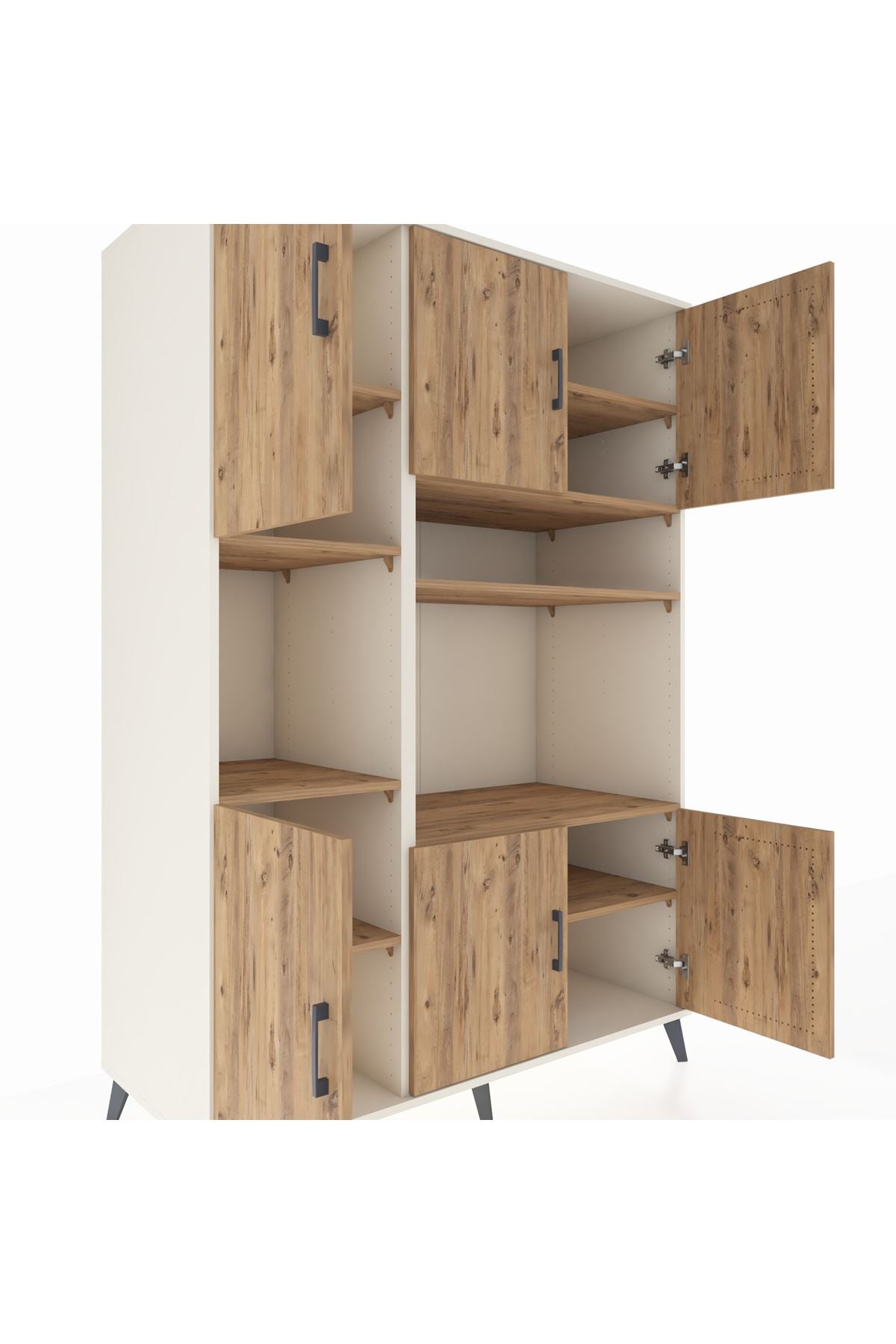 Kronos Dolap 9 Raflı 6 Kapaklı 132x59x195 Aytaşı-Çam/Çam