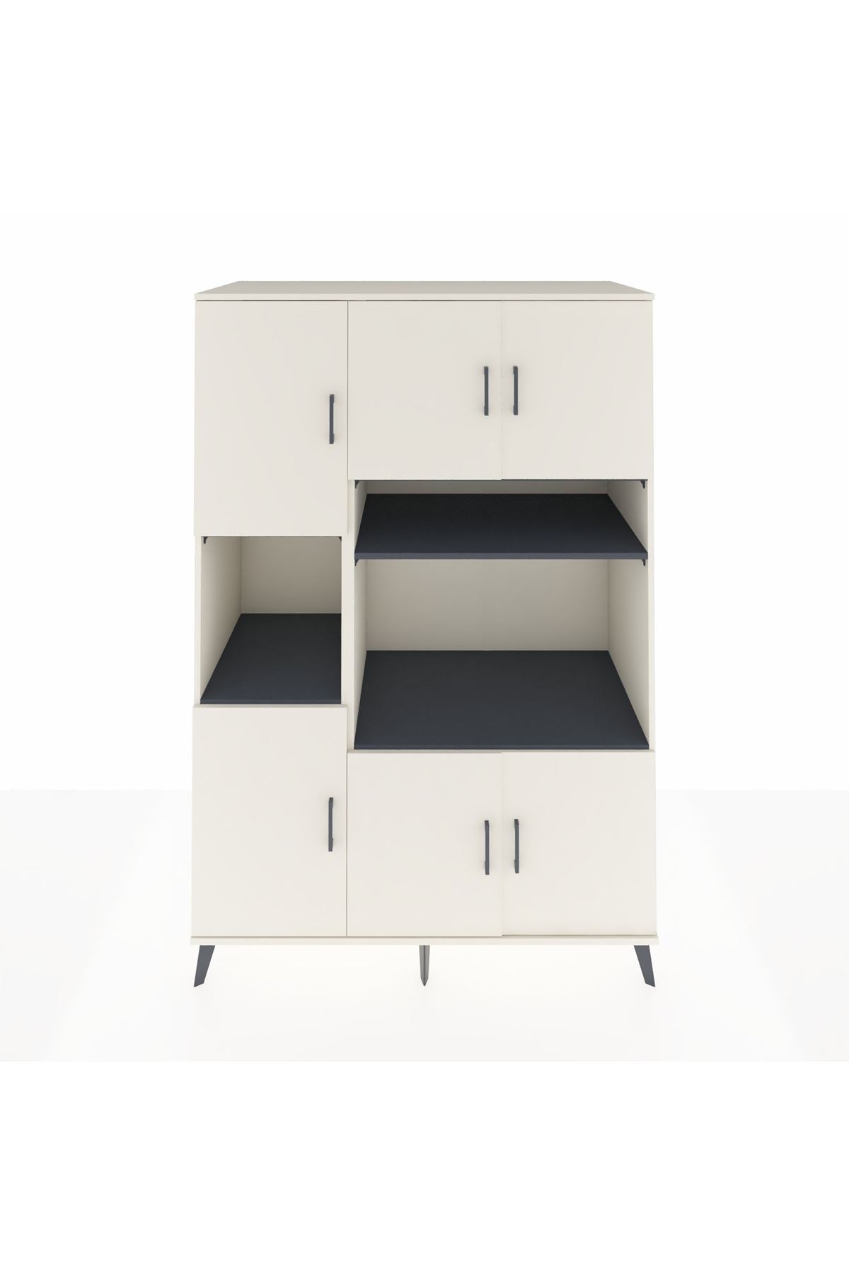 Kronos Dolap 9 Raflı 6 Kapaklı 132x59x195 Aytaşı-Aytaşı/Antrasit