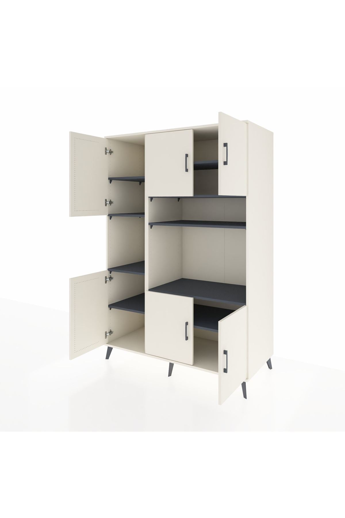 Kronos Dolap 9 Raflı 6 Kapaklı 132x59x195 Aytaşı-Aytaşı/Antrasit