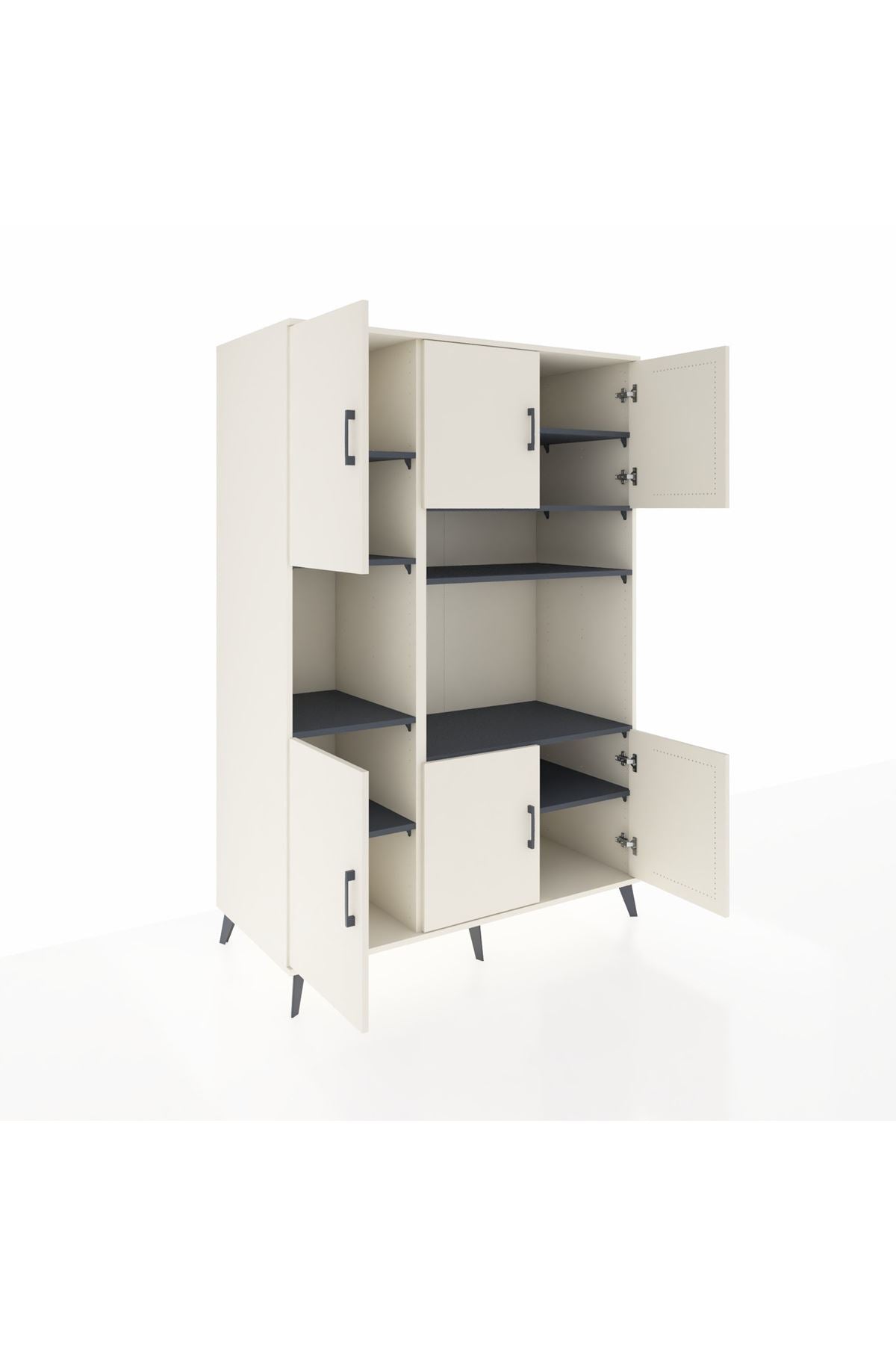 Kronos Dolap 9 Raflı 6 Kapaklı 132x59x195 Aytaşı-Aytaşı/Antrasit