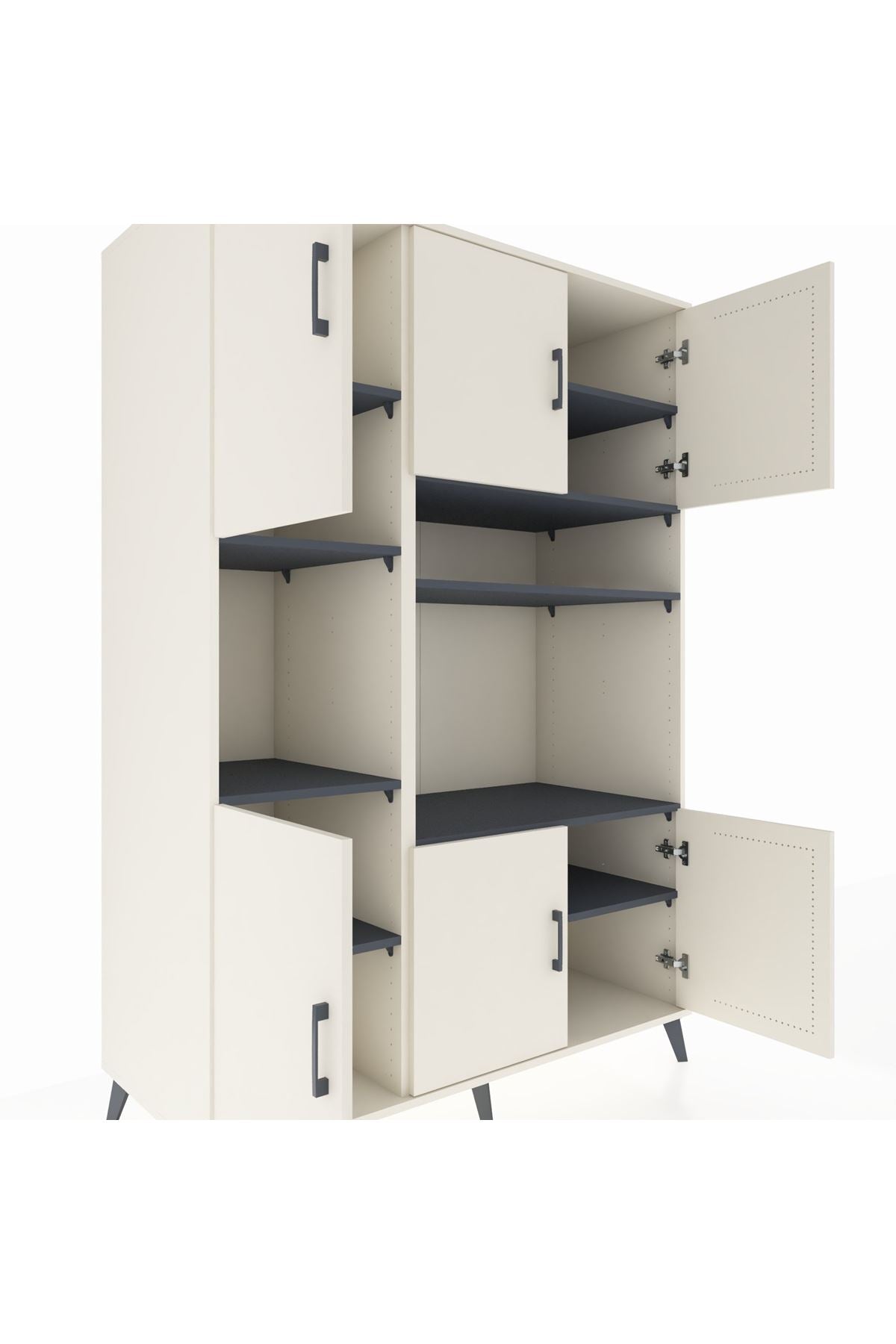 Kronos Dolap 9 Raflı 6 Kapaklı 132x59x195 Aytaşı-Aytaşı/Antrasit