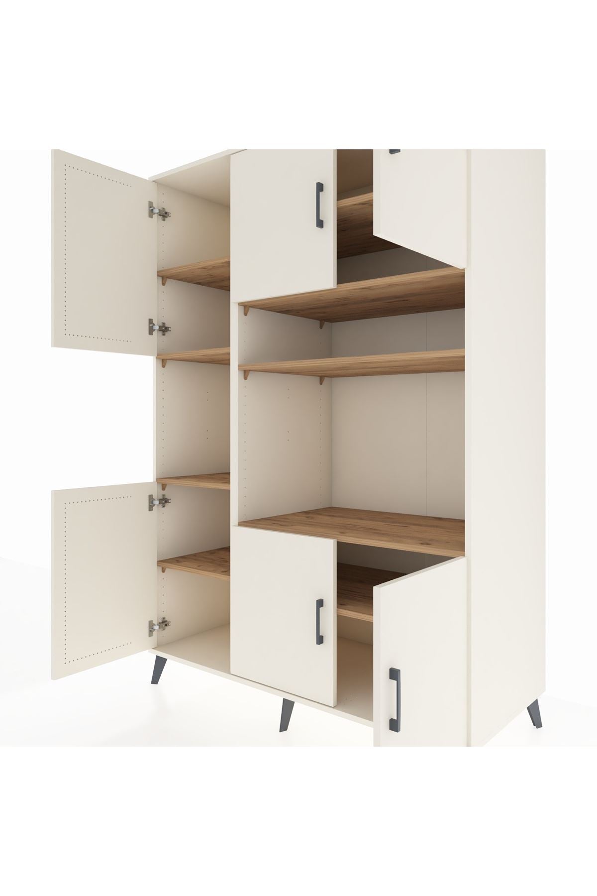 Kronos Dolap 9 Raflı 6 Kapaklı 132x59x195 Aytaşı-Aytaşı/Çam