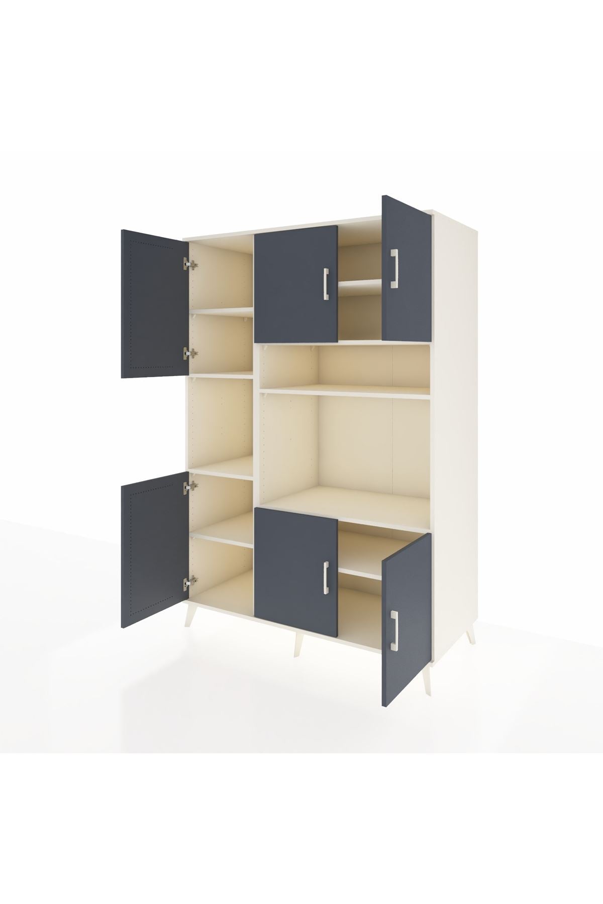 Kronos Dolap 9 Raflı 6 Kapaklı 132x59x195 Aytaşı-Antrasit/Aytaşı