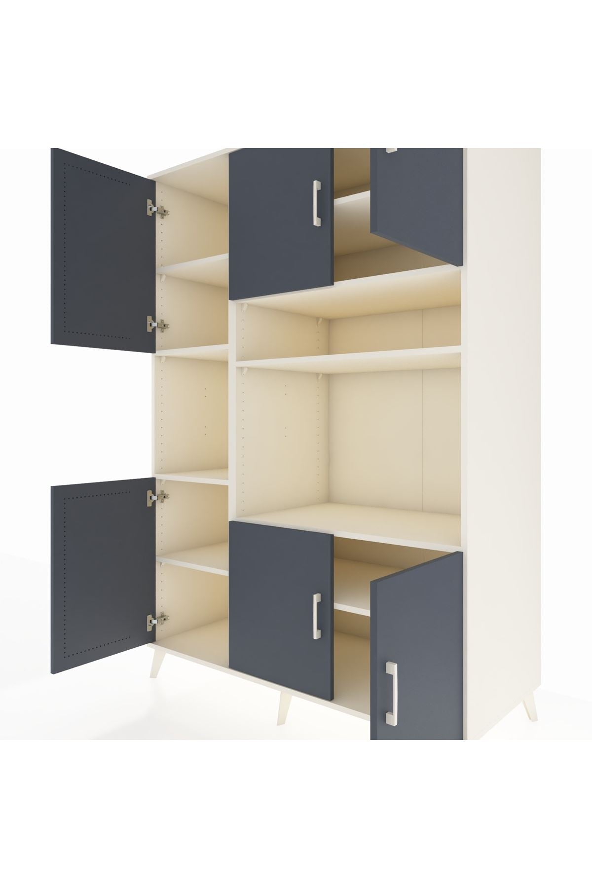 Kronos Dolap 9 Raflı 6 Kapaklı 132x59x195 Aytaşı-Antrasit/Aytaşı