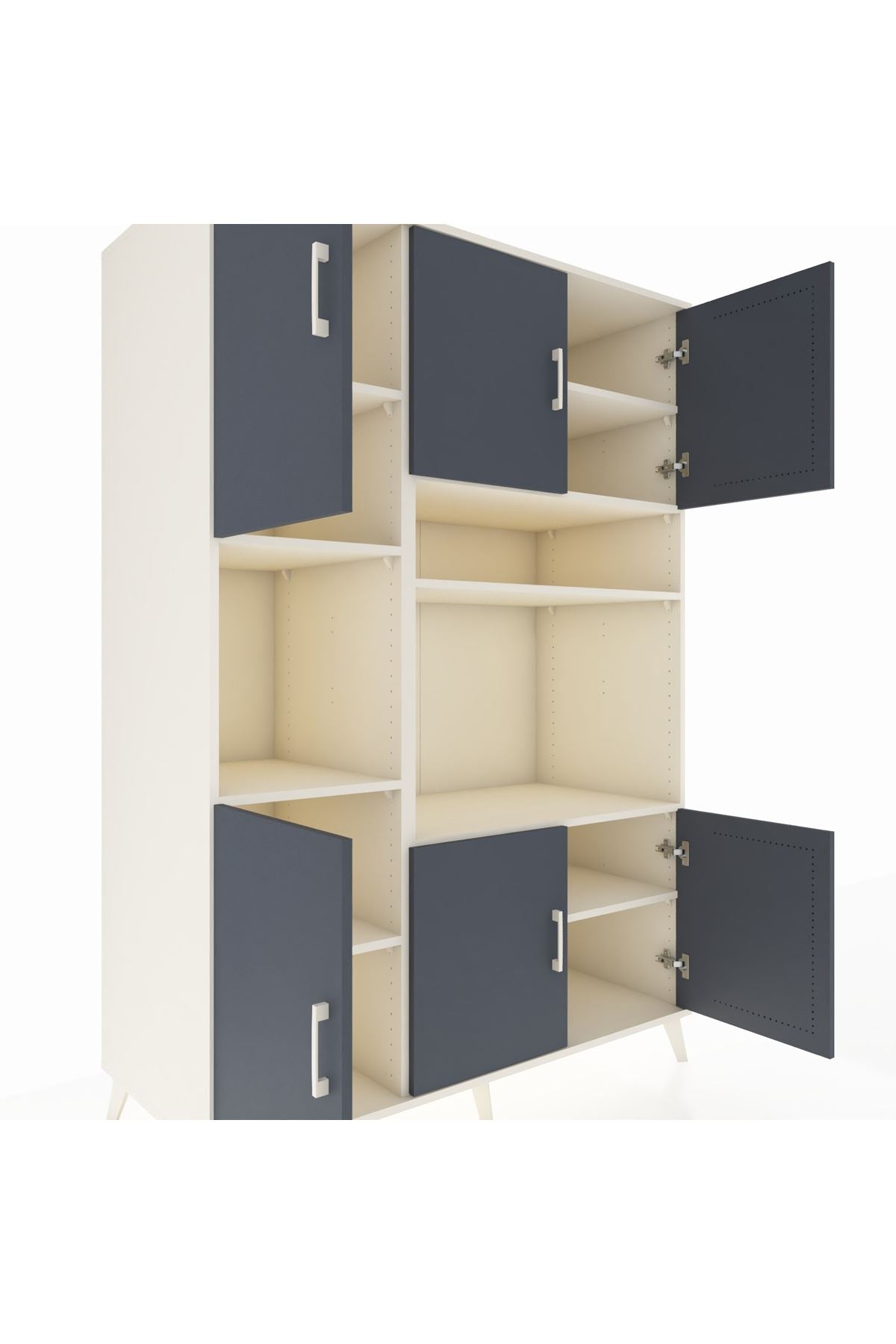 Kronos Dolap 9 Raflı 6 Kapaklı 132x59x195 Aytaşı-Antrasit/Aytaşı