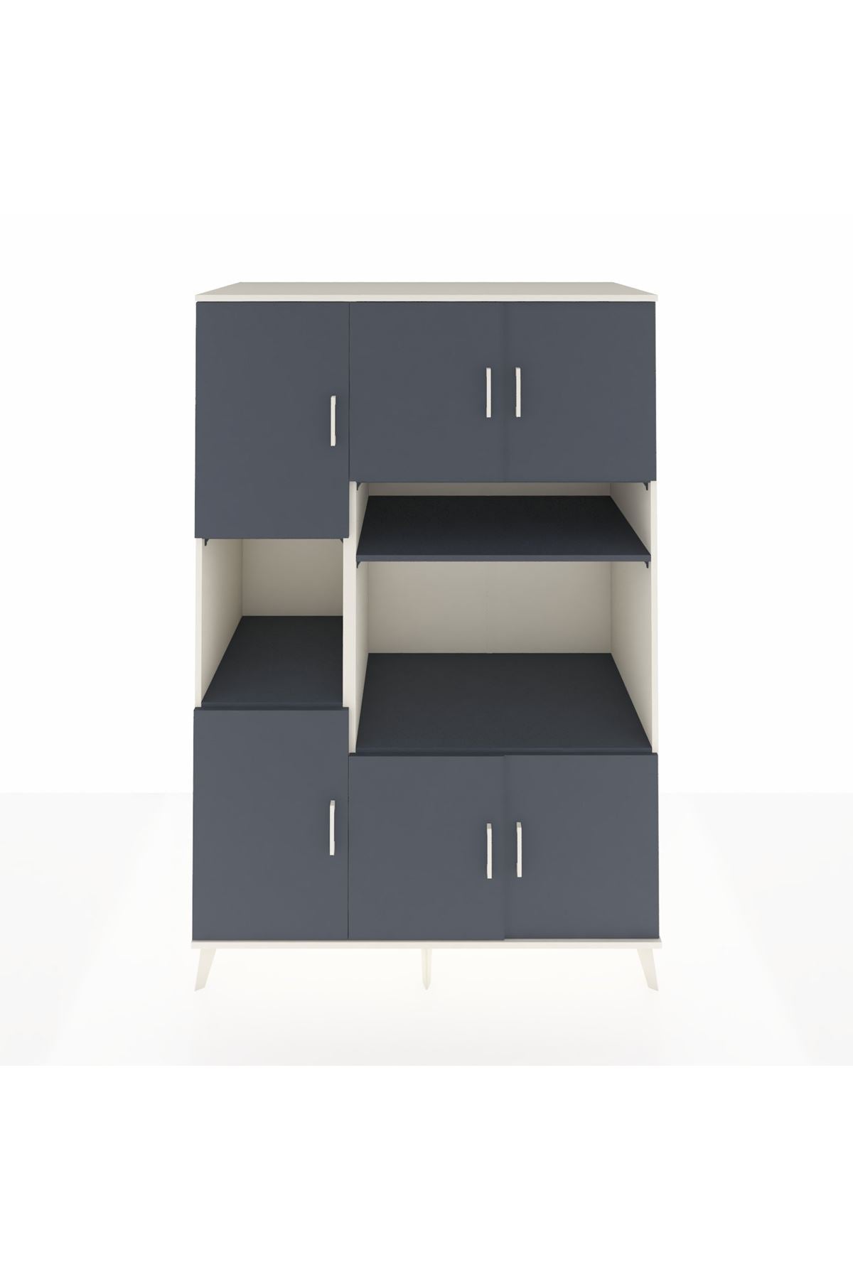 Kronos Dolap 9 Raflı 6 Kapaklı 132x59x195 Aytaşı-Antrasit/Antrasit