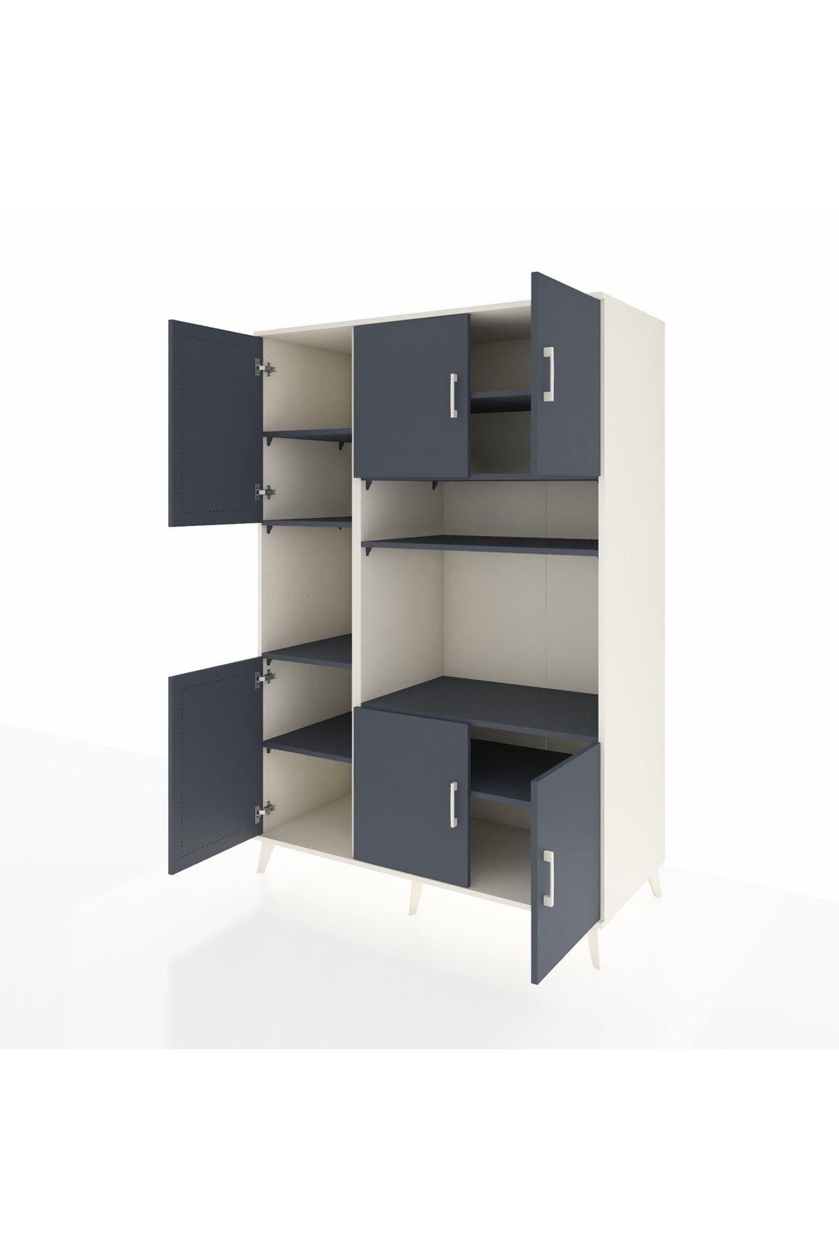 Kronos Dolap 9 Raflı 6 Kapaklı 132x59x195 Aytaşı-Antrasit/Antrasit