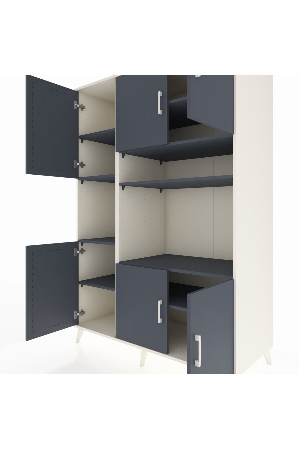 Kronos Dolap 9 Raflı 6 Kapaklı 132x59x195 Aytaşı-Antrasit/Antrasit