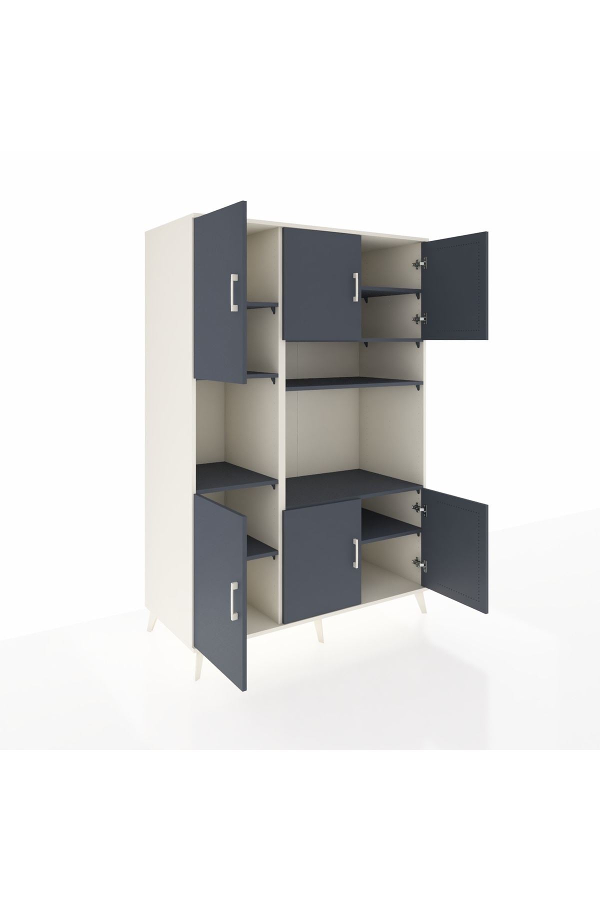 Kronos Dolap 9 Raflı 6 Kapaklı 132x59x195 Aytaşı-Antrasit/Antrasit