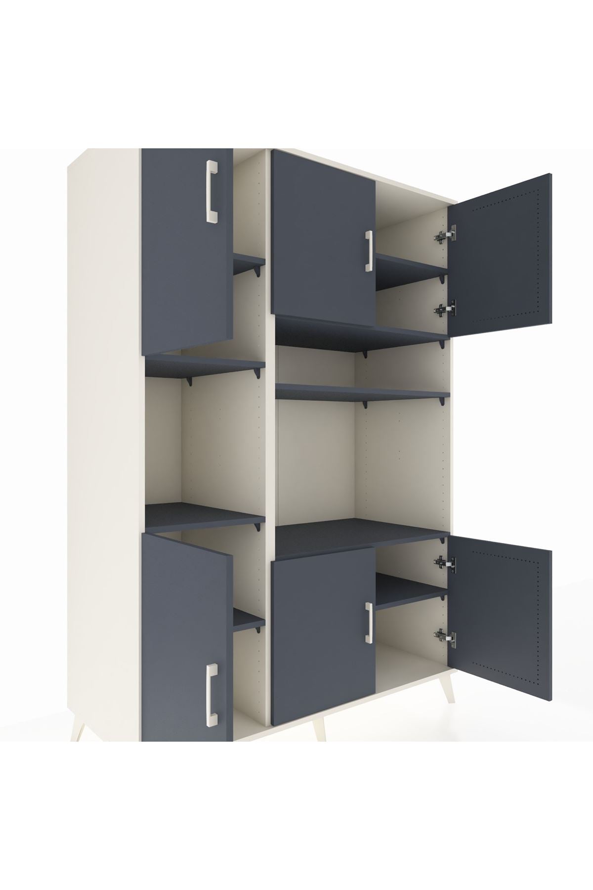 Kronos Dolap 9 Raflı 6 Kapaklı 132x59x195 Aytaşı-Antrasit/Antrasit