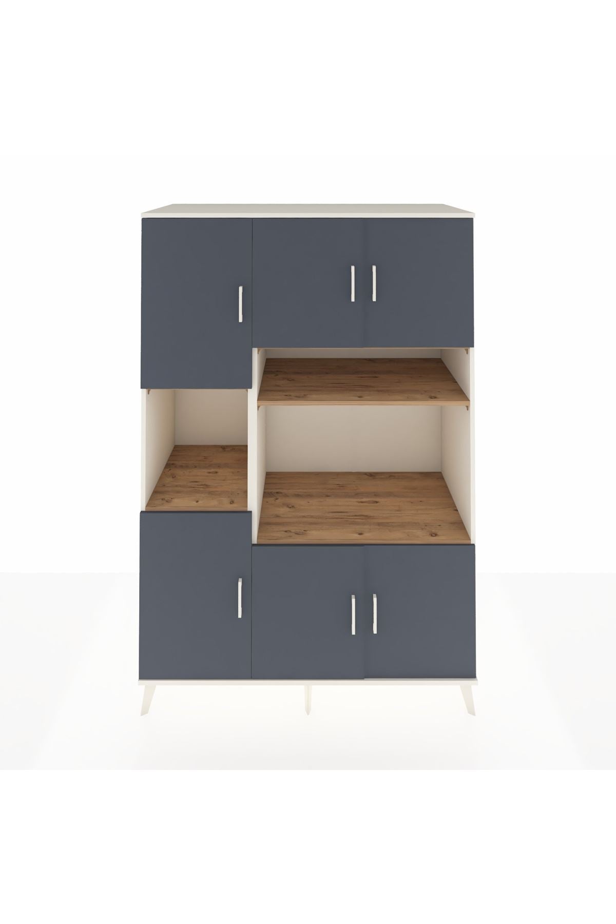 Kronos Dolap 9 Raflı 6 Kapaklı 132x59x195 Aytaşı-Antrasit/Çam