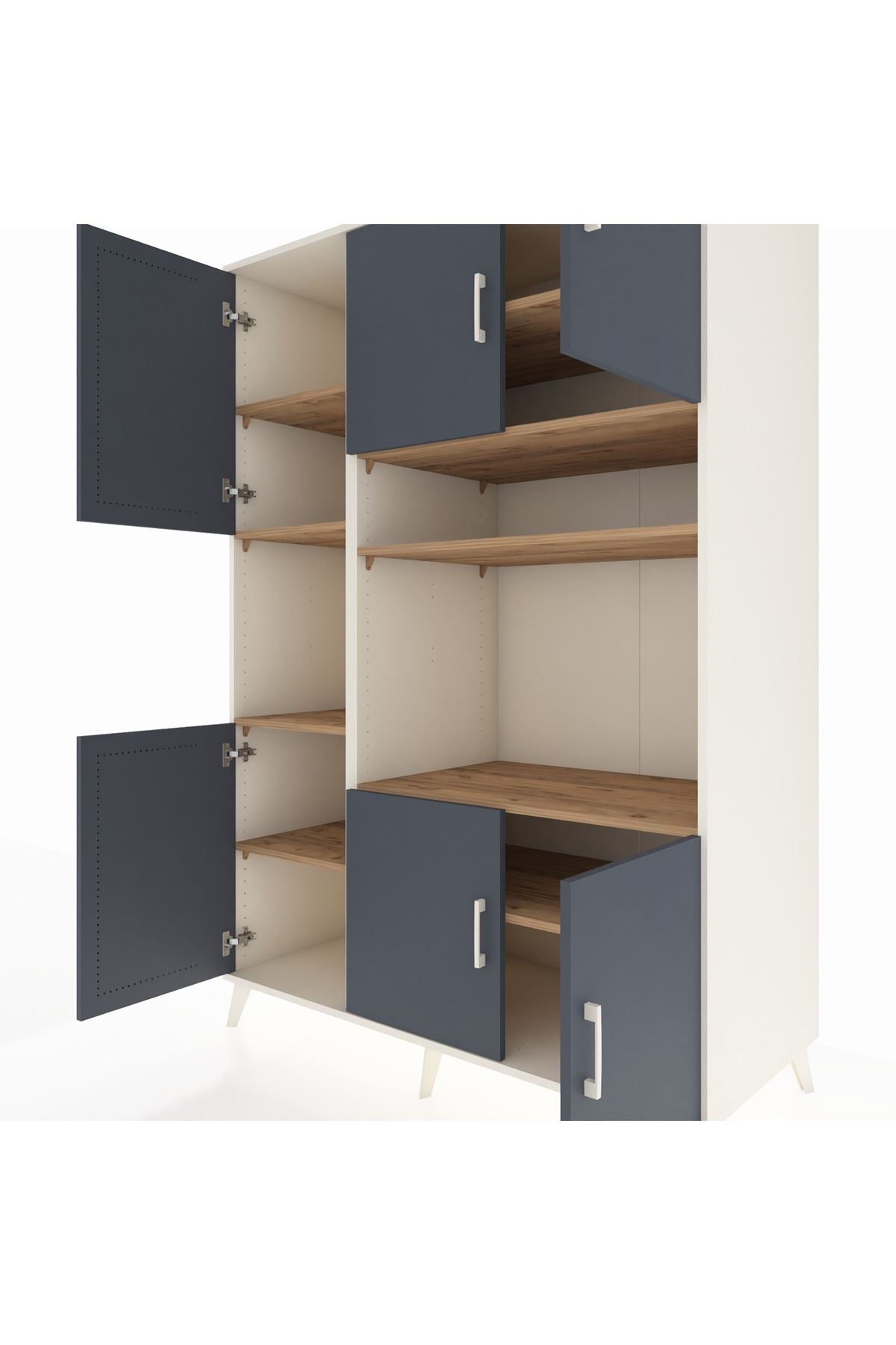 Kronos Dolap 9 Raflı 6 Kapaklı 132x59x195 Aytaşı-Antrasit/Çam