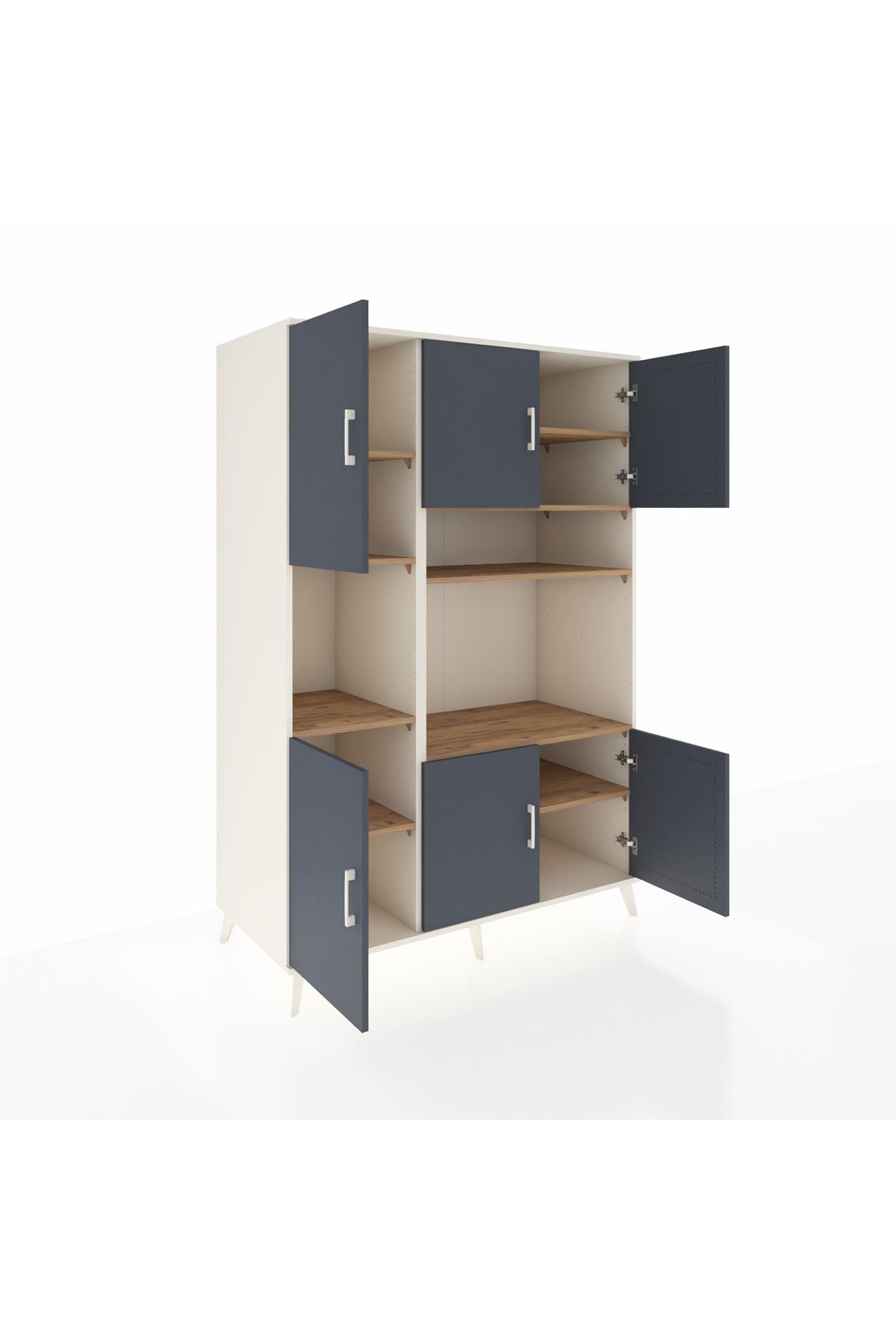 Kronos Dolap 9 Raflı 6 Kapaklı 132x59x195 Aytaşı-Antrasit/Çam