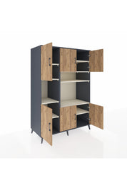 Kronos Dolap 9 Raflı 6 Kapaklı 132x59x195 Antrasit-Çam/Aytaşı