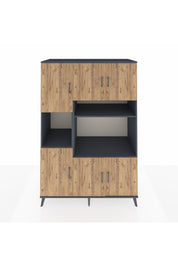 Kronos Dolap 9 Raflı 6 Kapaklı 132x59x195 Antrasit-Çam/Antrasit