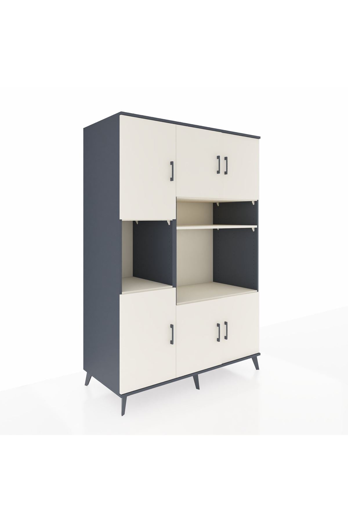 Kronos Dolap 9 Raflı 6 Kapaklı 132x59x195 Antrasit-Aytaşı/Aytaşı