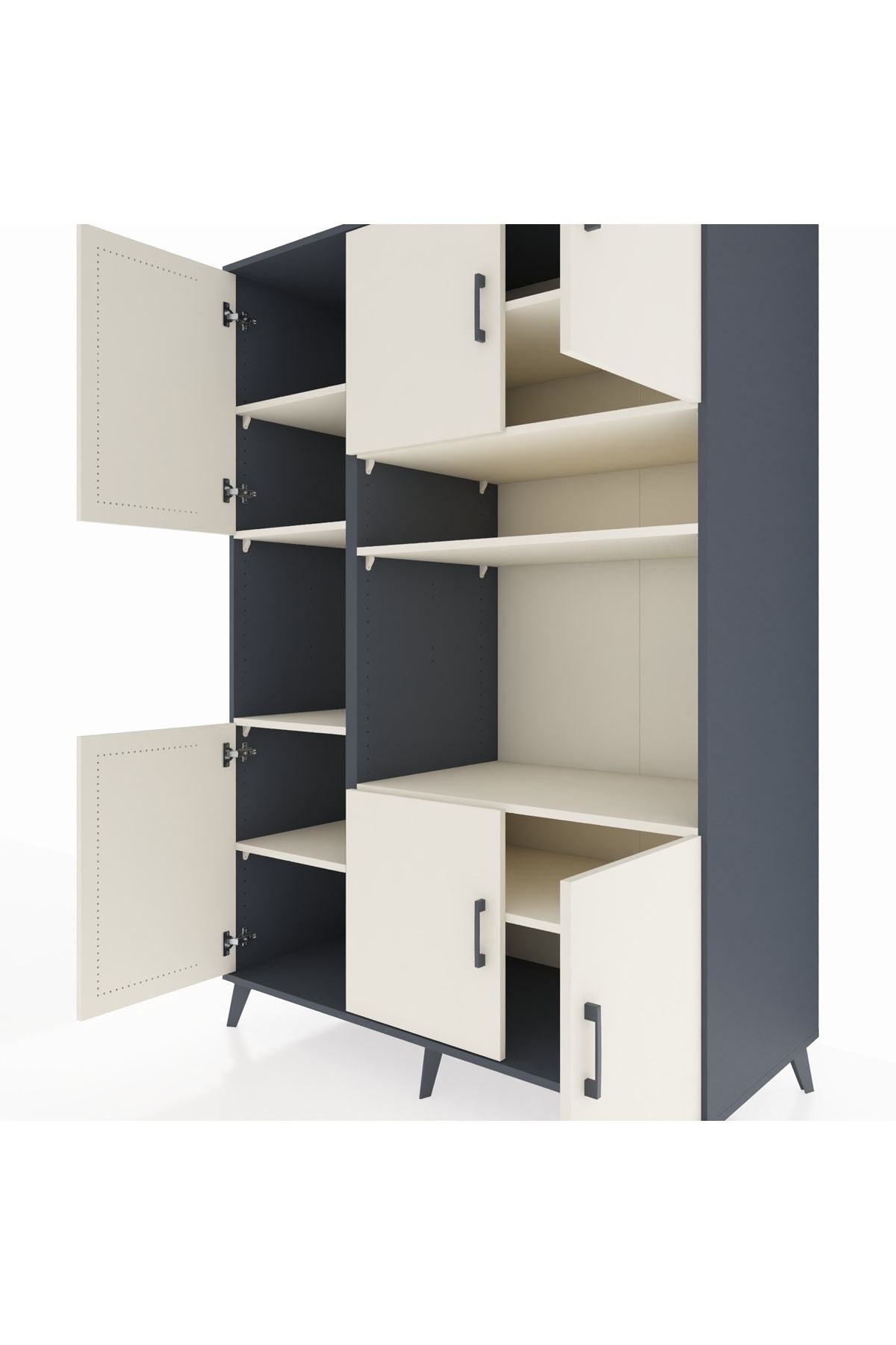 Kronos Dolap 9 Raflı 6 Kapaklı 132x59x195 Antrasit-Aytaşı/Aytaşı