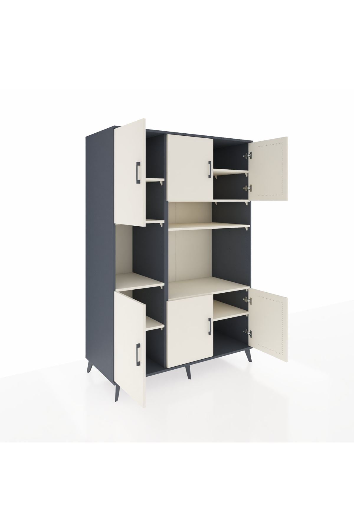 Kronos Dolap 9 Raflı 6 Kapaklı 132x59x195 Antrasit-Aytaşı/Aytaşı