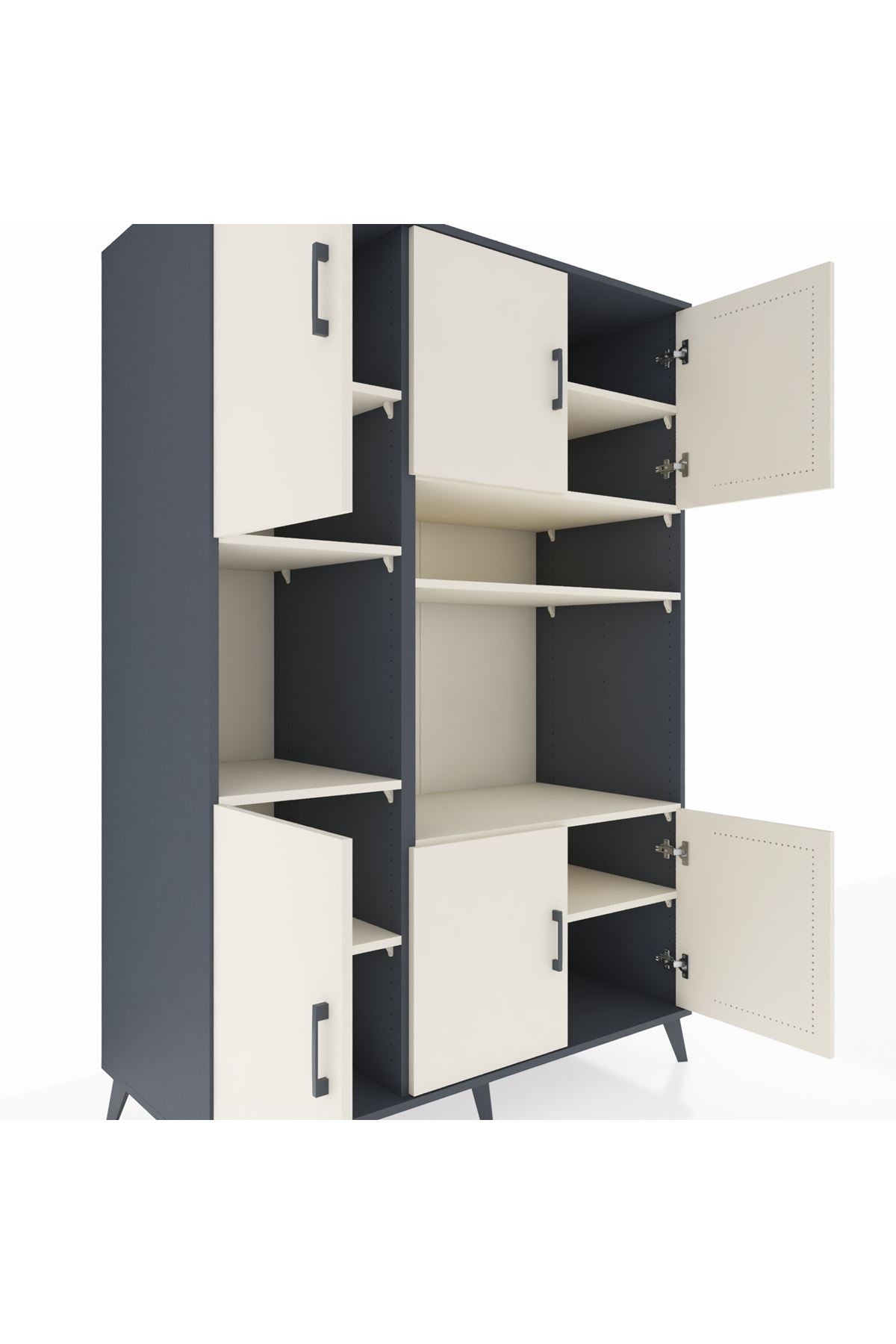 Kronos Dolap 9 Raflı 6 Kapaklı 132x59x195 Antrasit-Aytaşı/Aytaşı