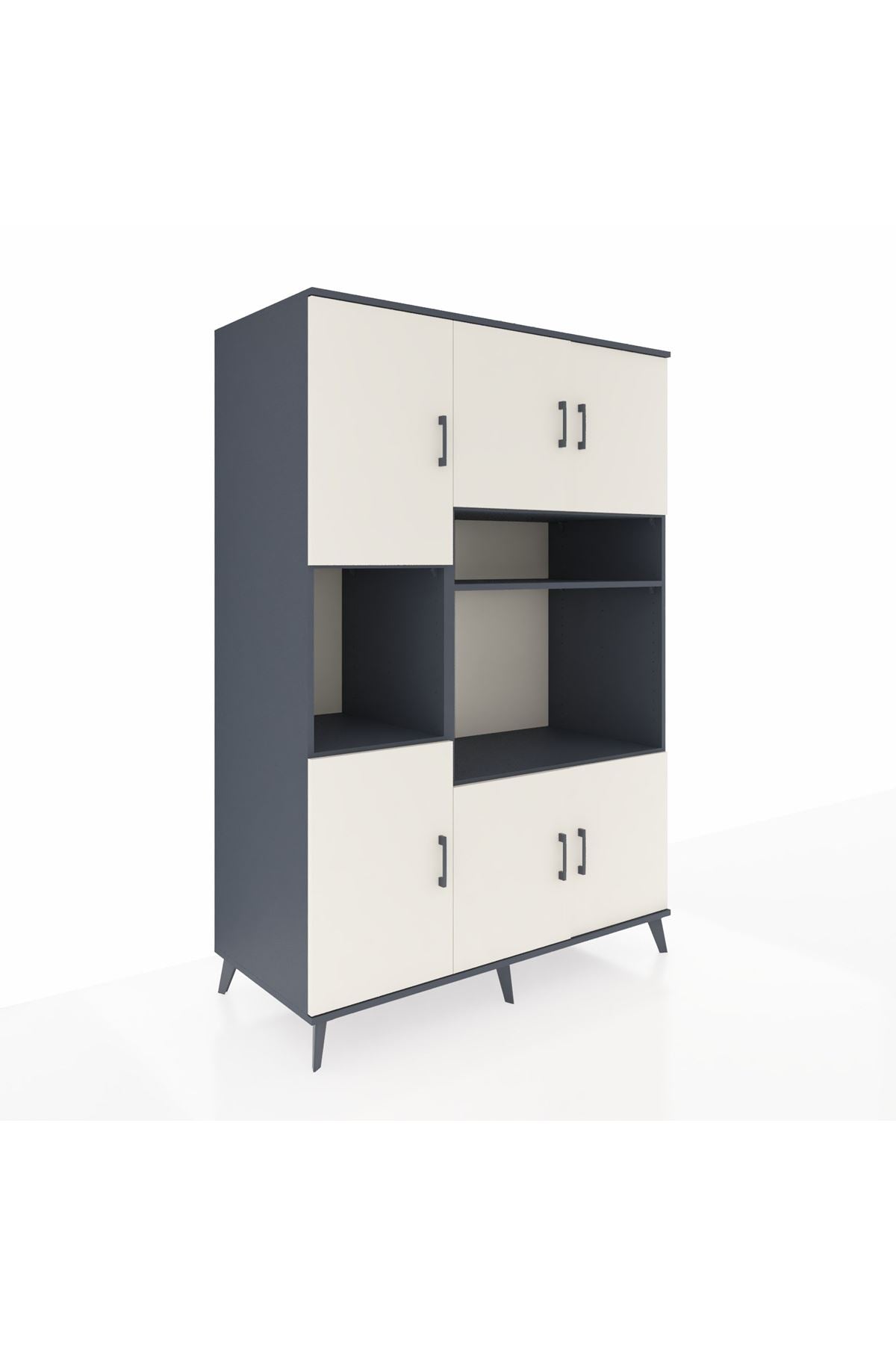 Kronos Dolap 9 Raflı 6 Kapaklı 132x59x195 Antrasit-Aytaşı/Antrasit