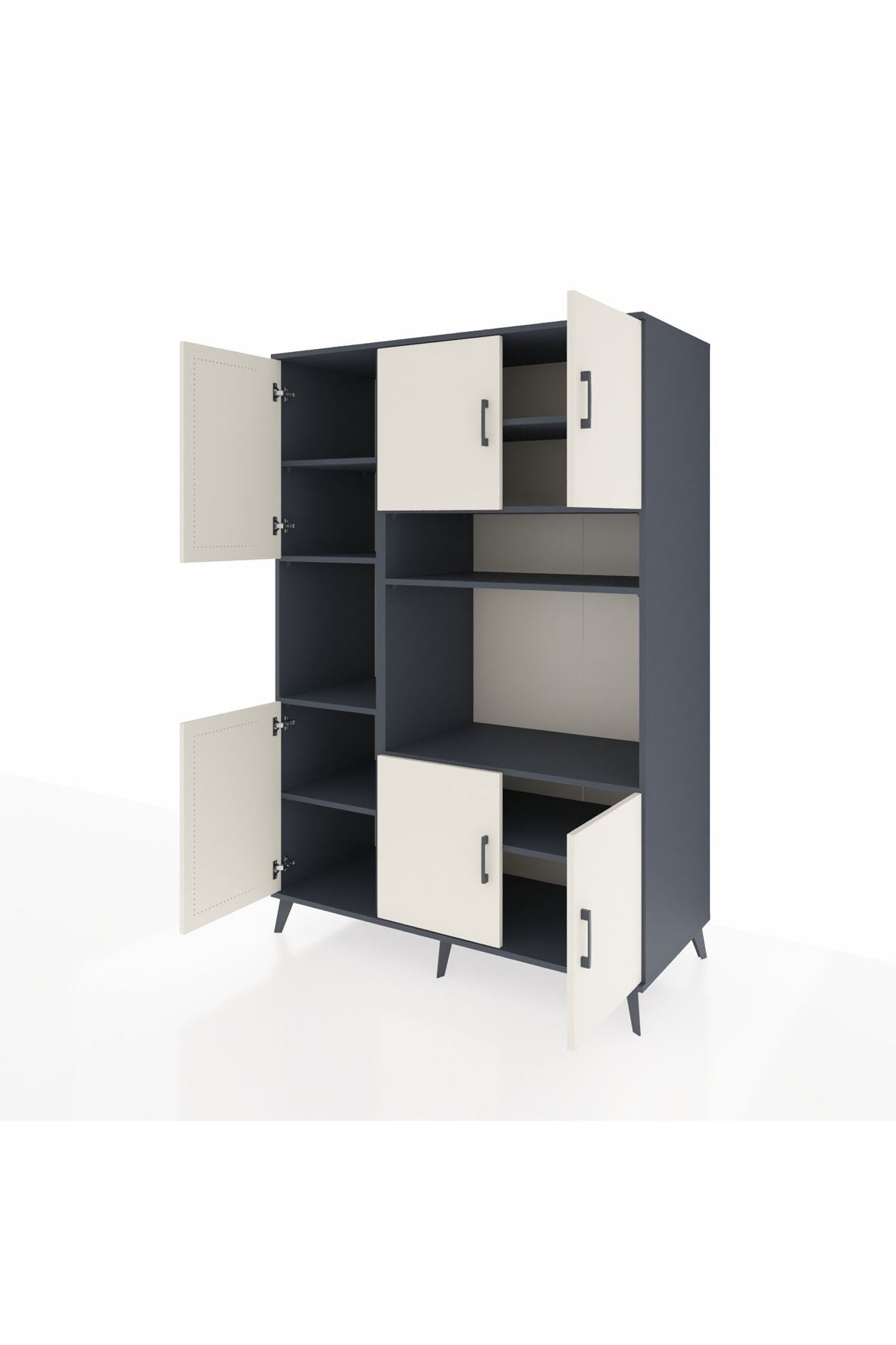 Kronos Dolap 9 Raflı 6 Kapaklı 132x59x195 Antrasit-Aytaşı/Antrasit