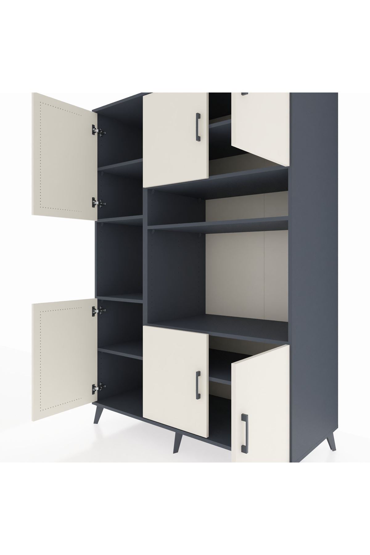 Kronos Dolap 9 Raflı 6 Kapaklı 132x59x195 Antrasit-Aytaşı/Antrasit