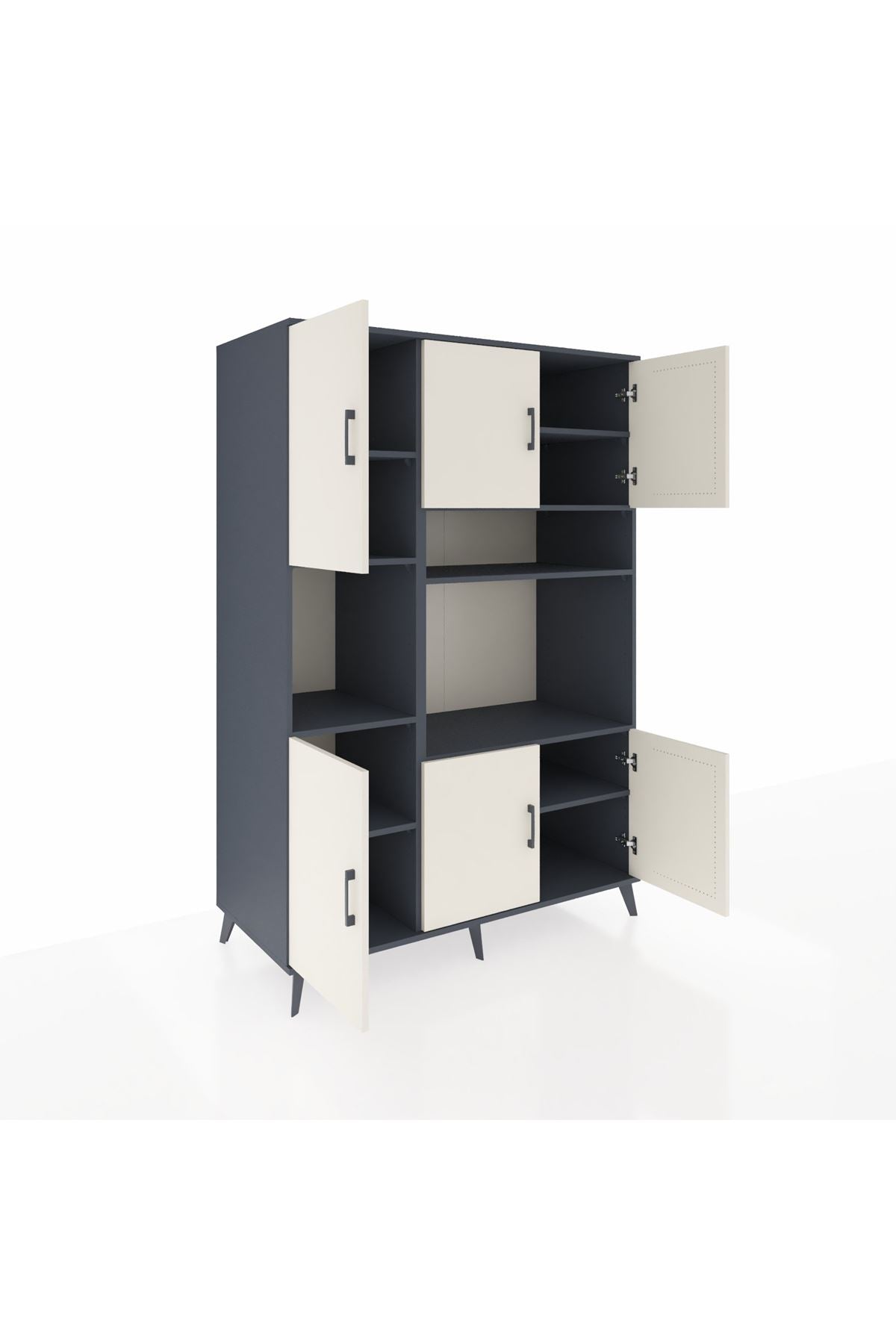 Kronos Dolap 9 Raflı 6 Kapaklı 132x59x195 Antrasit-Aytaşı/Antrasit