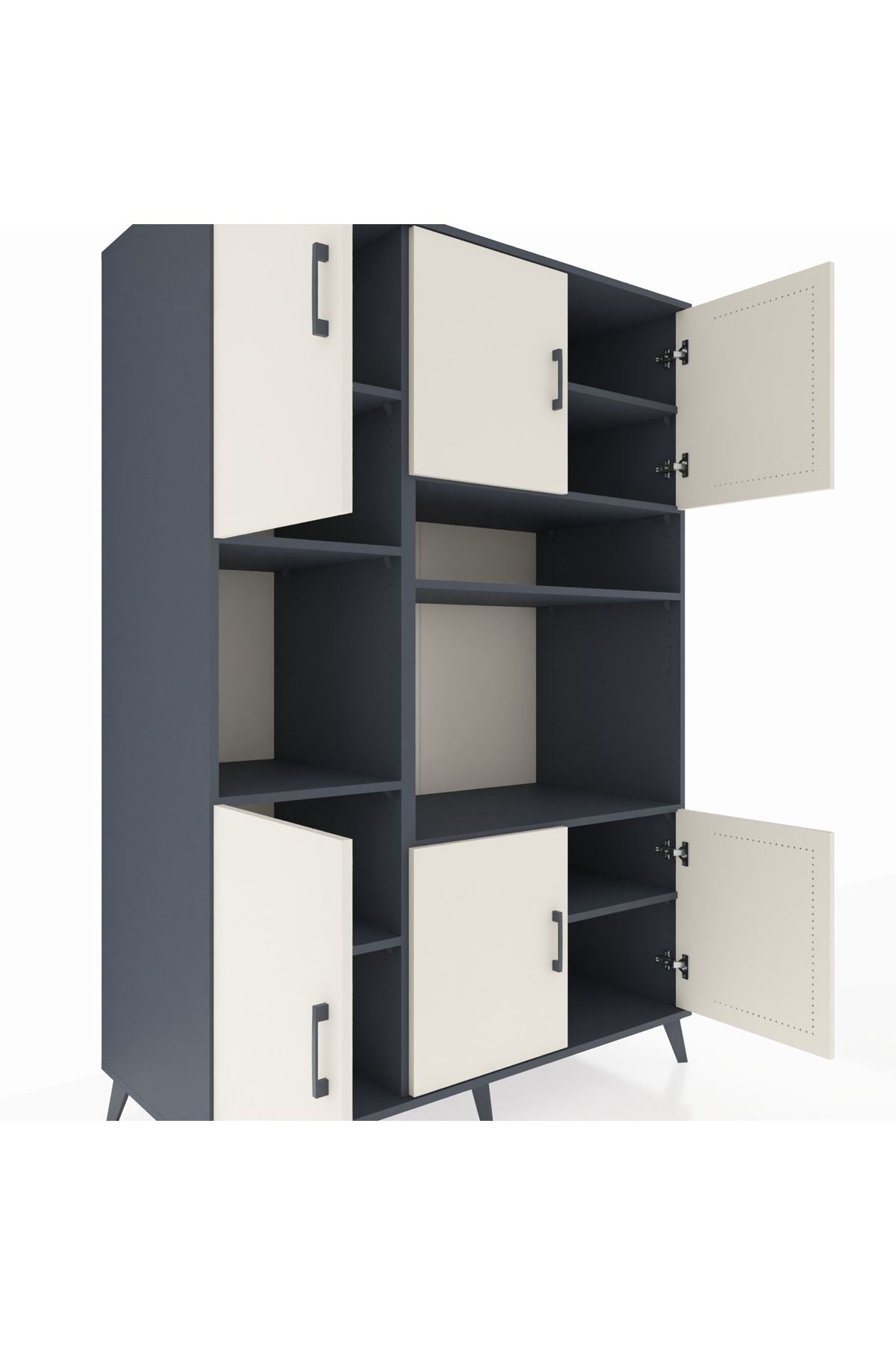 Kronos Dolap 9 Raflı 6 Kapaklı 132x59x195 Antrasit-Aytaşı/Antrasit