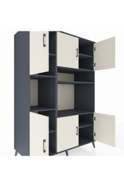 Kronos Dolap 9 Raflı 6 Kapaklı 132x59x195 Antrasit-Aytaşı/Antrasit