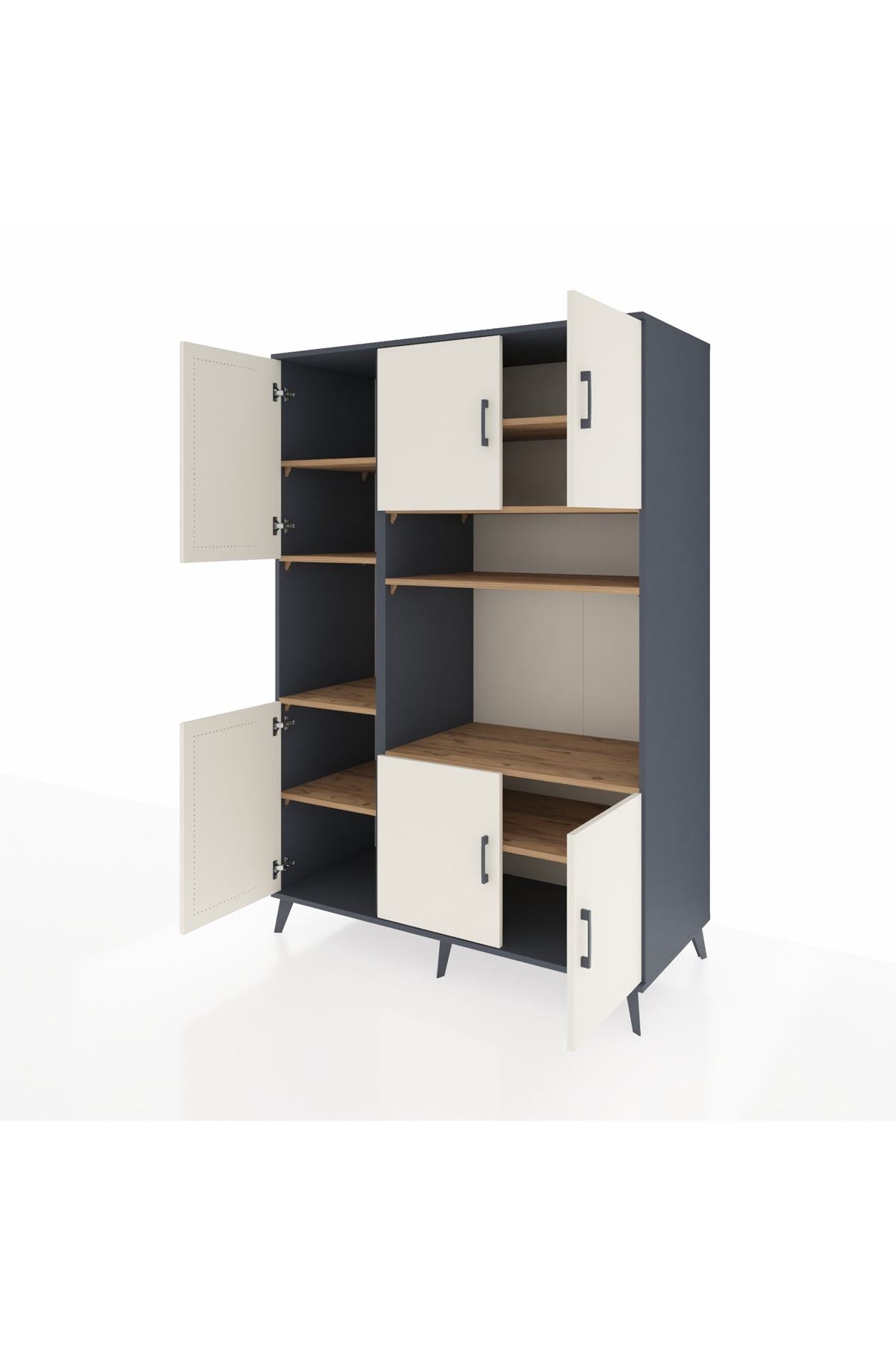 Kronos Dolap 9 Raflı 6 Kapaklı 132x59x195 Antrasit-Aytaşı/Çam