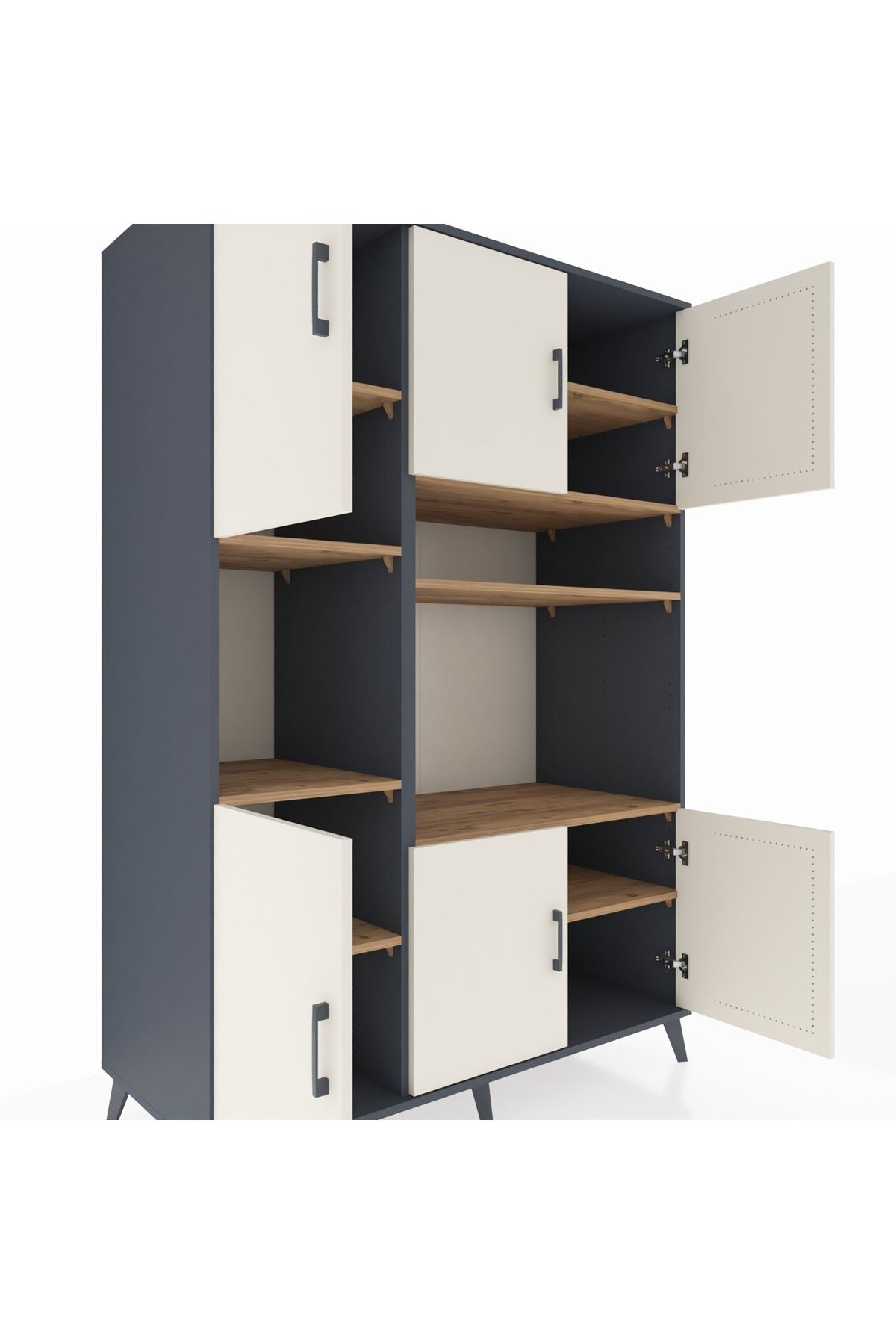 Kronos Dolap 9 Raflı 6 Kapaklı 132x59x195 Antrasit-Aytaşı/Çam