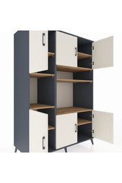 Kronos Dolap 9 Raflı 6 Kapaklı 132x59x195 Antrasit-Aytaşı/Çam