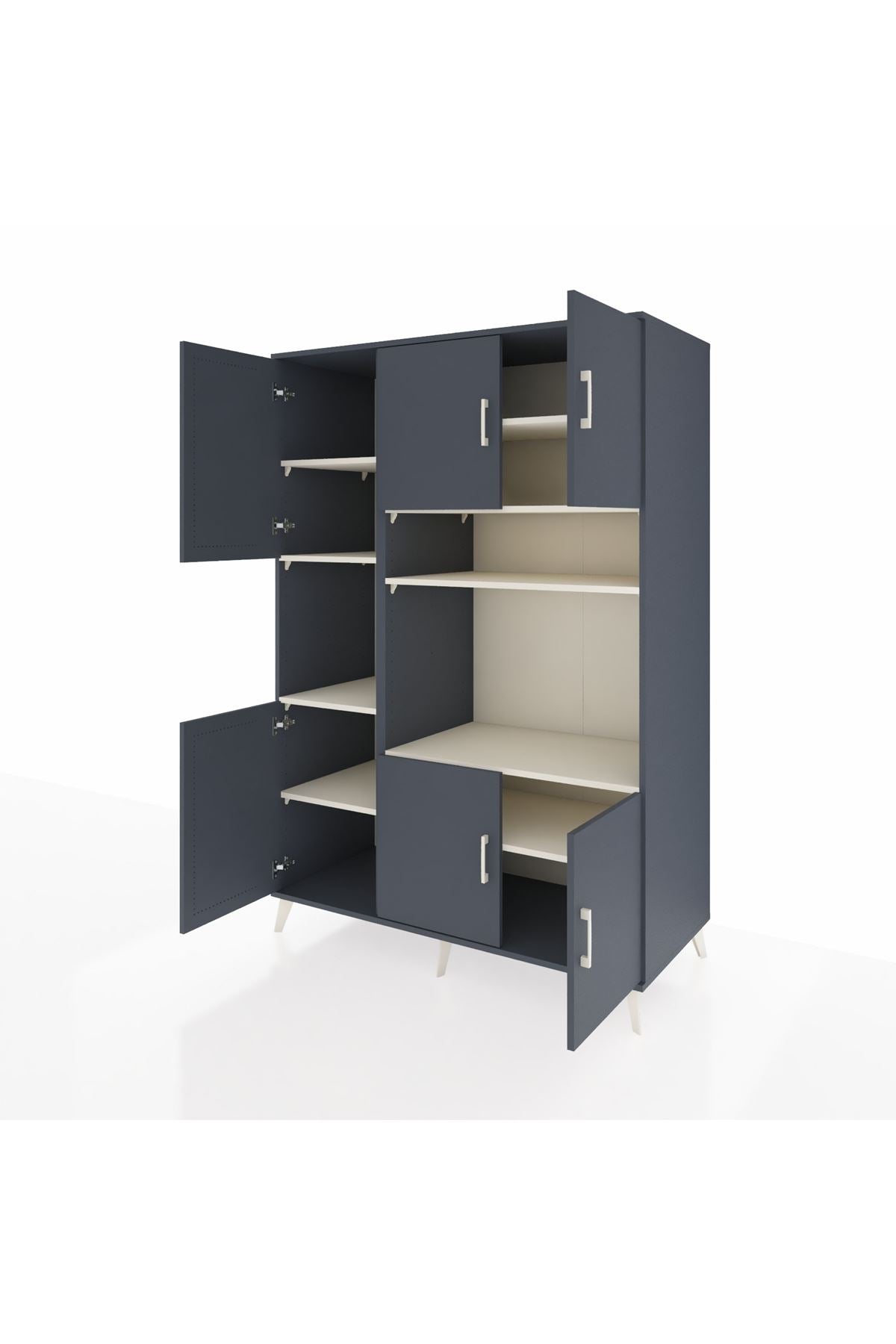 Kronos Dolap 9 Raflı 6 Kapaklı 132x59x195 Antrasit-Antrasit/Aytaşı