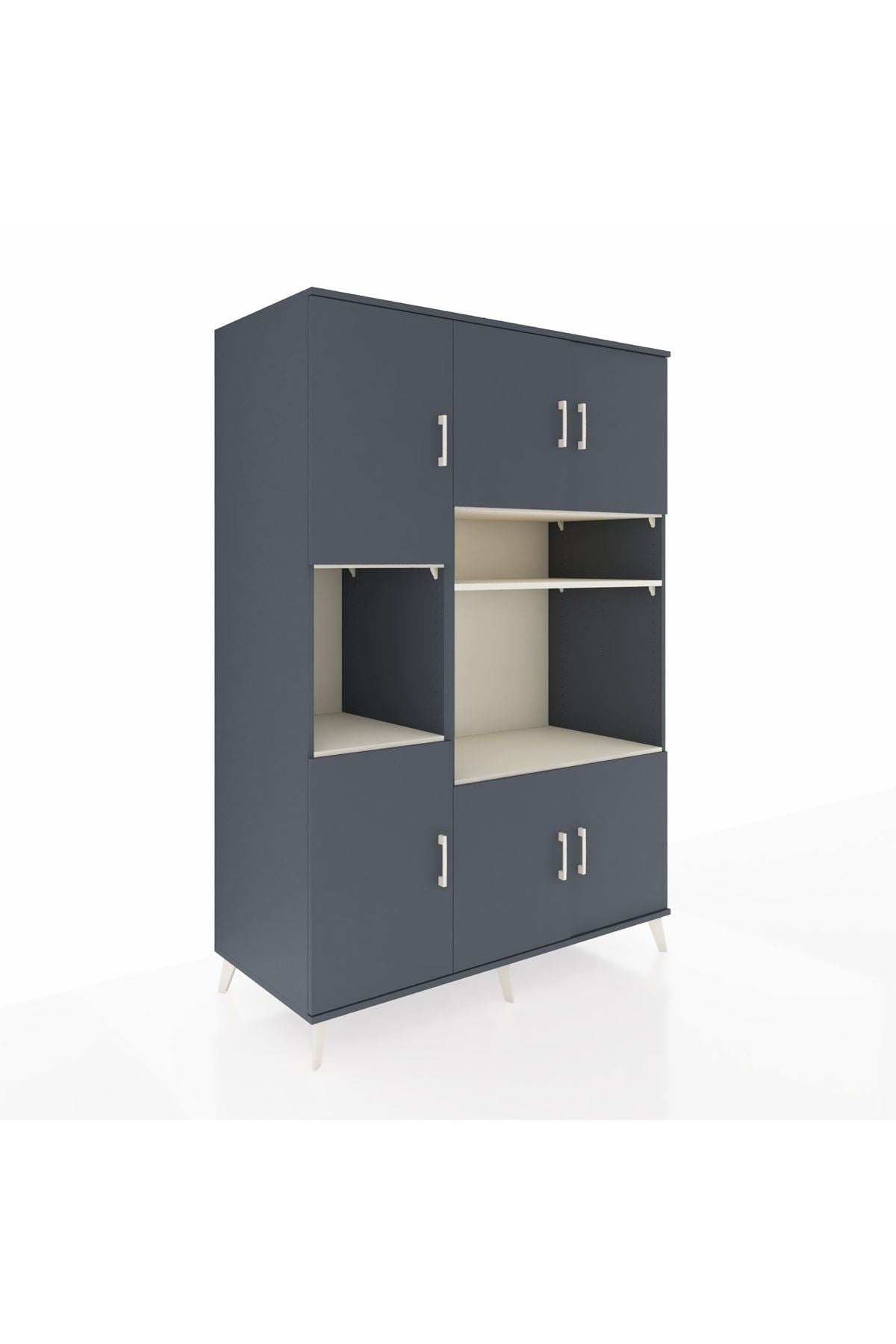 Kronos Dolap 9 Raflı 6 Kapaklı 132x59x195 Antrasit-Antrasit/Aytaşı