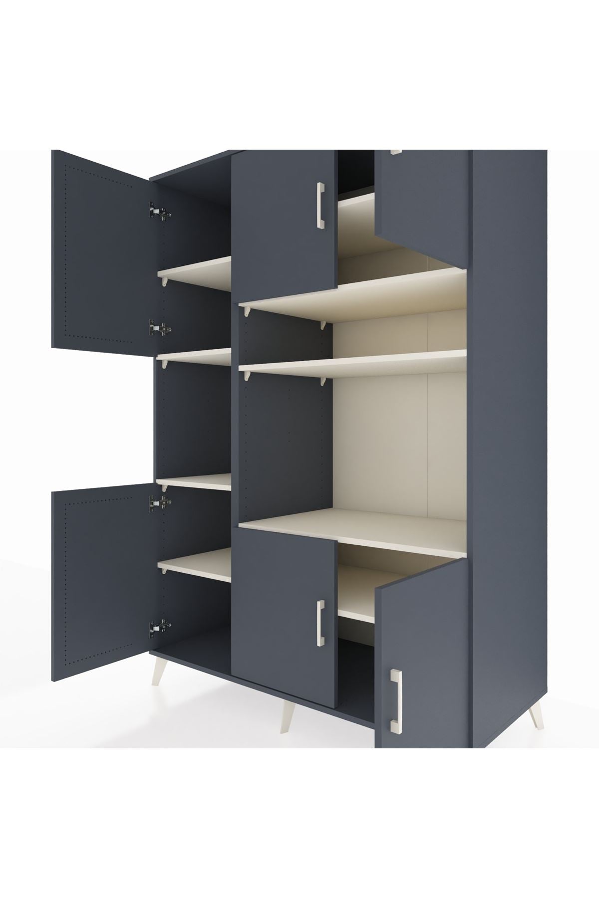 Kronos Dolap 9 Raflı 6 Kapaklı 132x59x195 Antrasit-Antrasit/Aytaşı