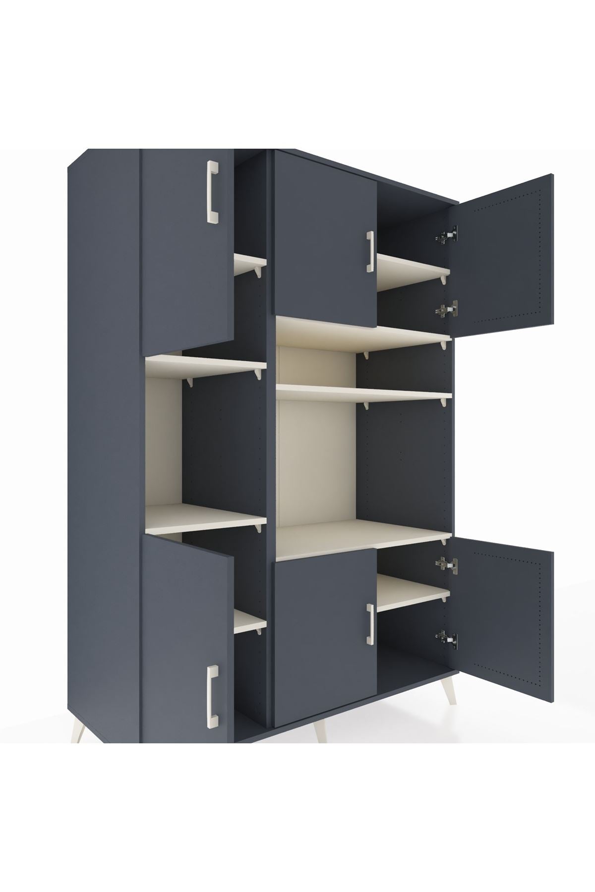 Kronos Dolap 9 Raflı 6 Kapaklı 132x59x195 Antrasit-Antrasit/Aytaşı