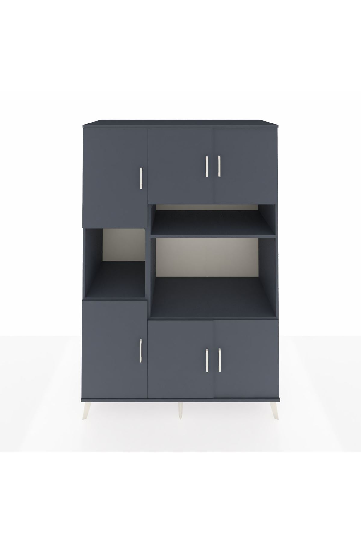 Kronos Dolap 9 Raflı 6 Kapaklı 132x59x195 Antrasit-Antrasit/Antrasit