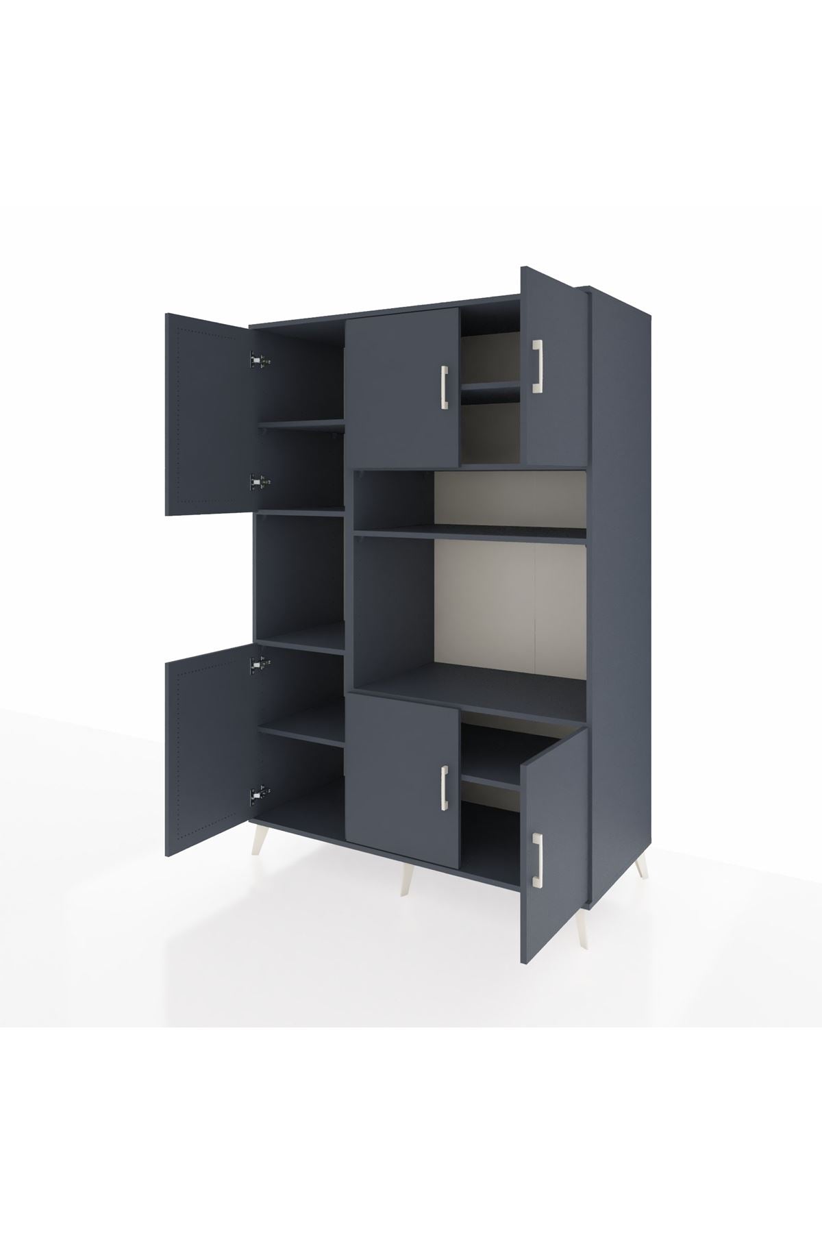 Kronos Dolap 9 Raflı 6 Kapaklı 132x59x195 Antrasit-Antrasit/Antrasit