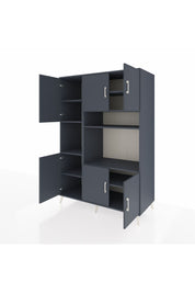 Kronos Dolap 9 Raflı 6 Kapaklı 132x59x195 Antrasit-Antrasit/Antrasit