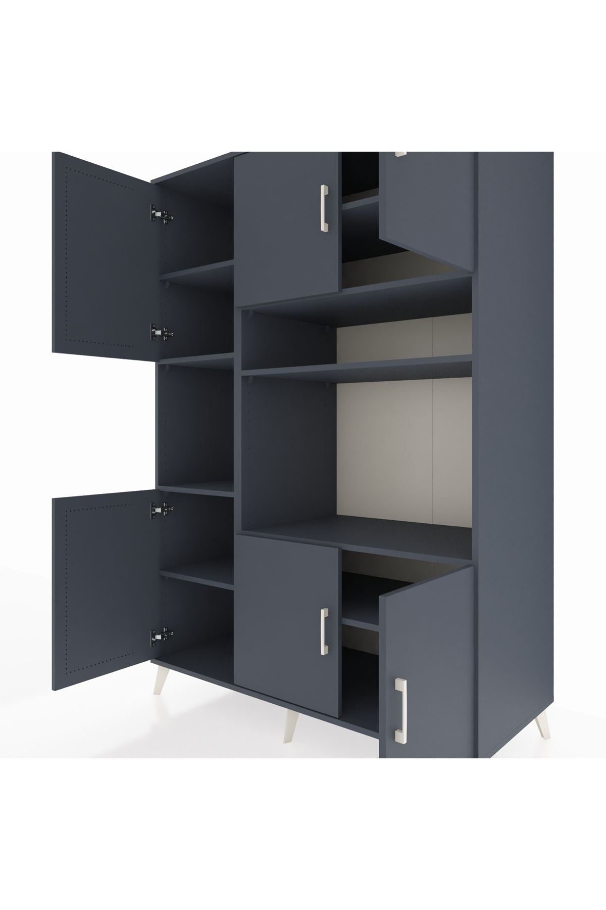 Kronos Dolap 9 Raflı 6 Kapaklı 132x59x195 Antrasit-Antrasit/Antrasit