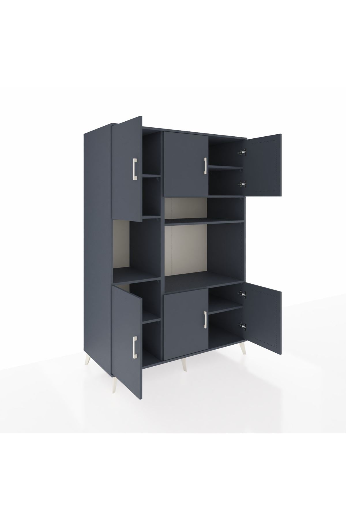 Kronos Dolap 9 Raflı 6 Kapaklı 132x59x195 Antrasit-Antrasit/Antrasit