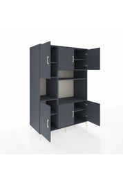 Kronos Dolap 9 Raflı 6 Kapaklı 132x59x195 Antrasit-Antrasit/Antrasit