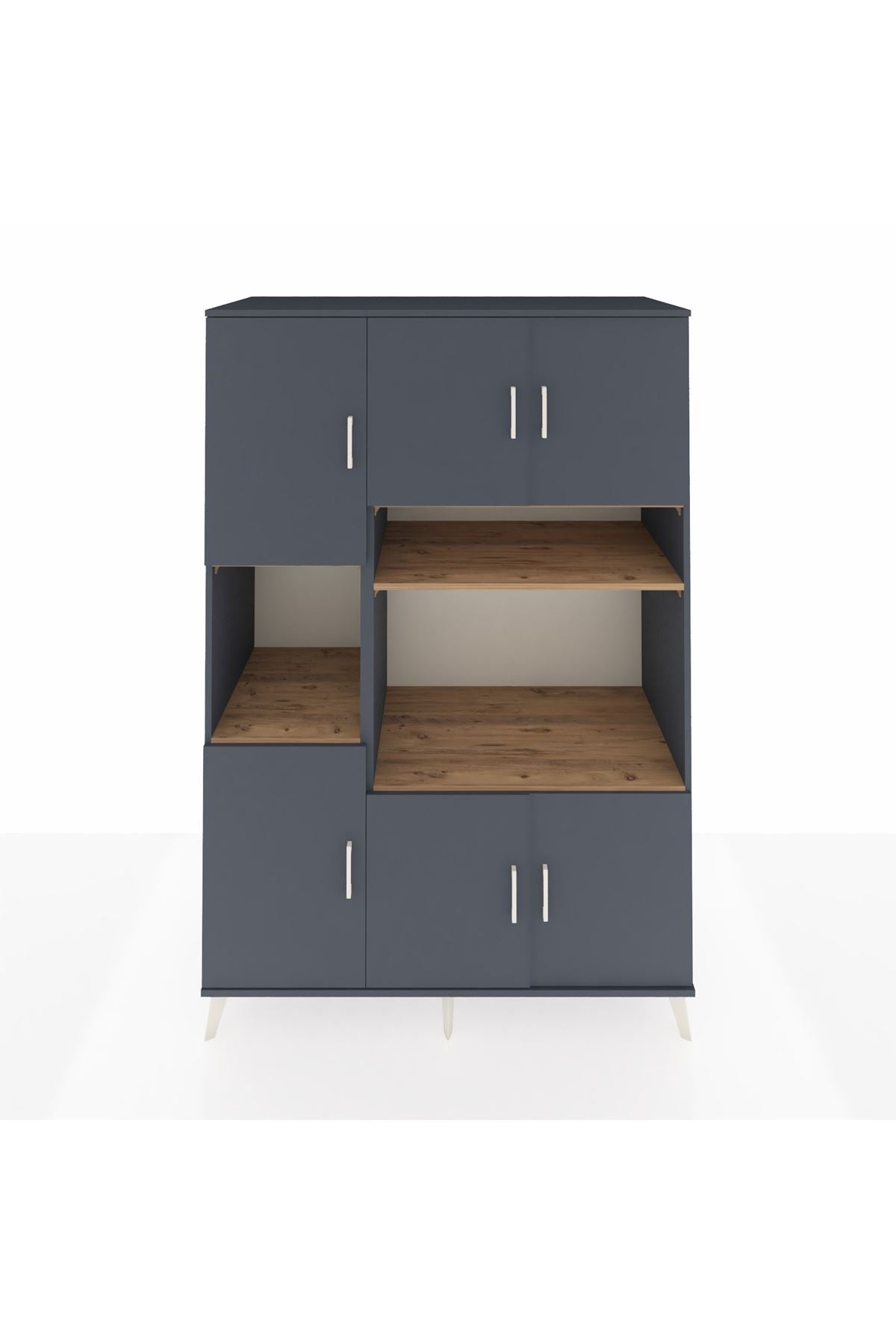 Kronos Dolap 9 Raflı 6 Kapaklı 132x59x195 Antrasit-Antrasit/Çam