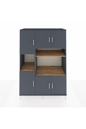 Kronos Dolap 9 Raflı 6 Kapaklı 132x59x195 Antrasit-Antrasit/Çam