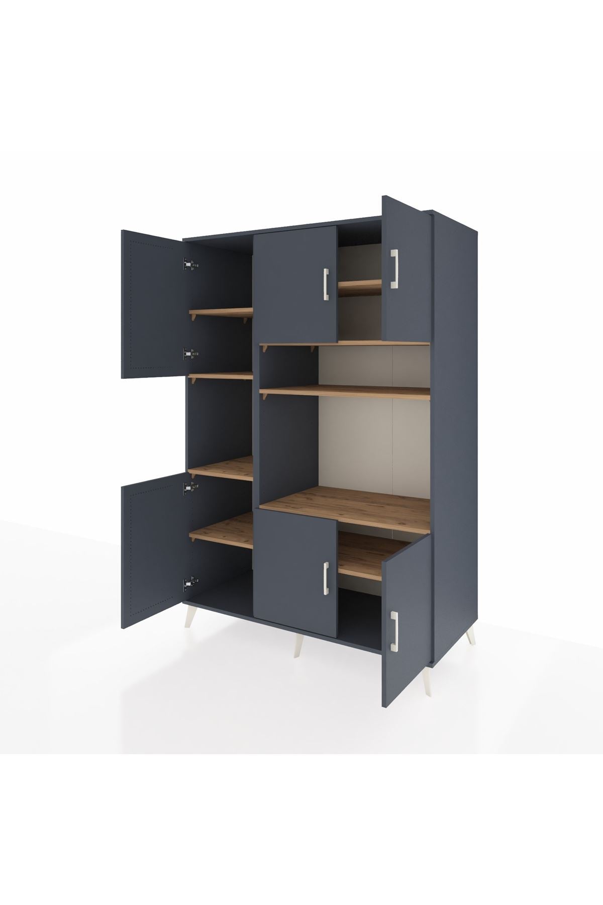 Kronos Dolap 9 Raflı 6 Kapaklı 132x59x195 Antrasit-Antrasit/Çam