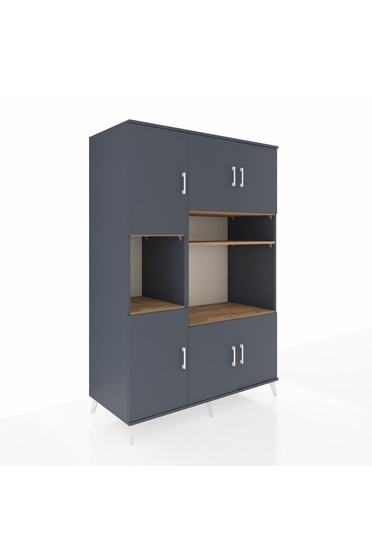 Kronos Dolap 9 Raflı 6 Kapaklı 132x59x195 Antrasit-Antrasit/Çam