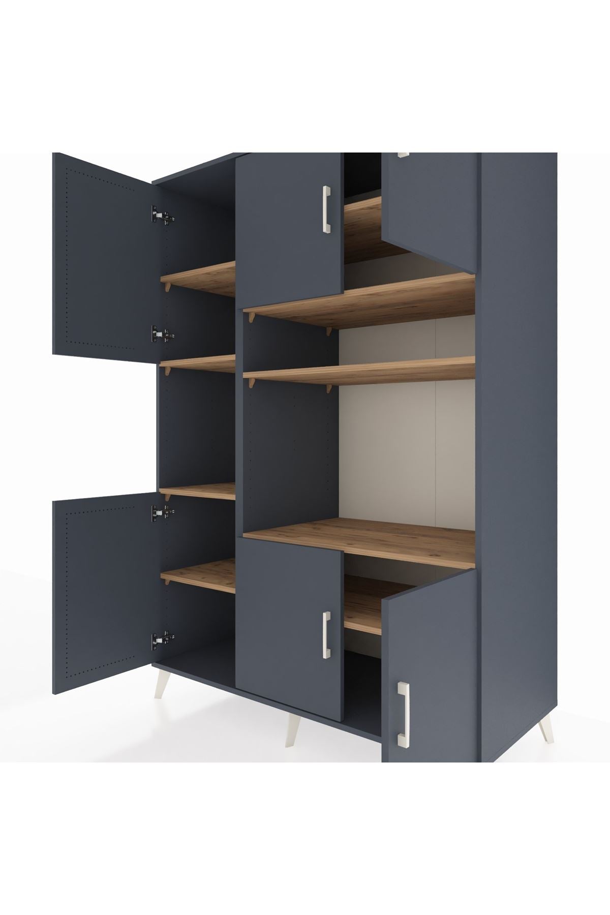 Kronos Dolap 9 Raflı 6 Kapaklı 132x59x195 Antrasit-Antrasit/Çam